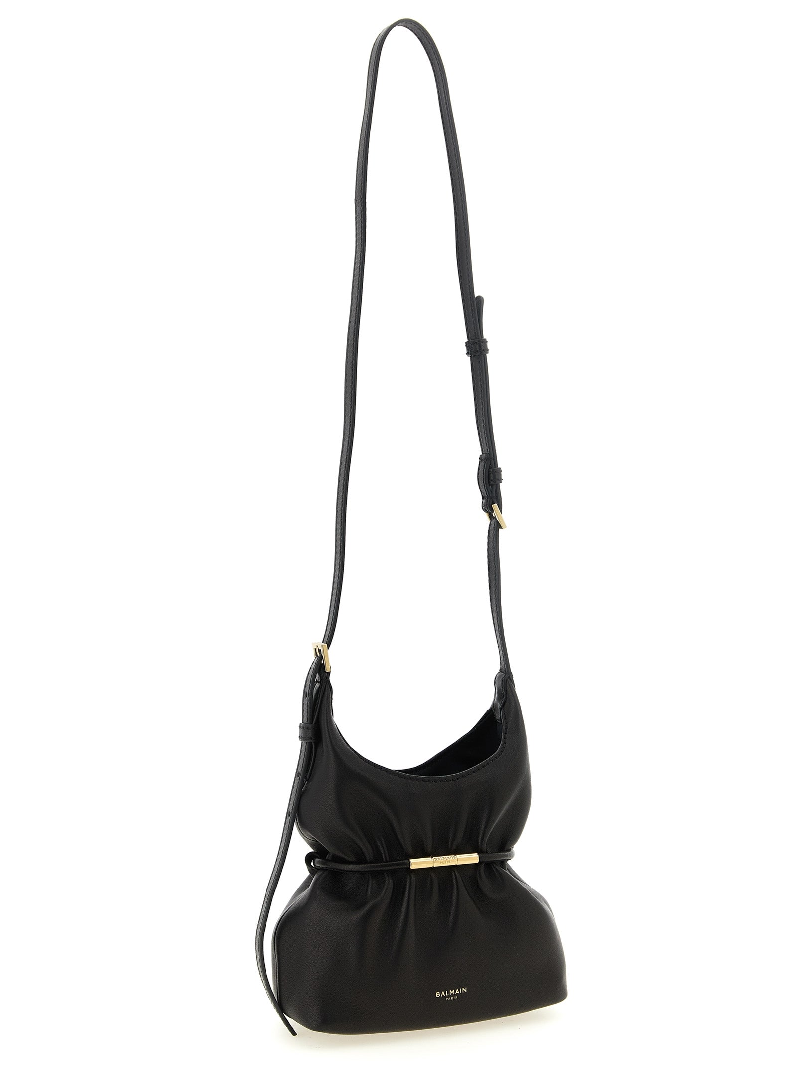 Balmain Schwarze Lammleder-Schultertasche