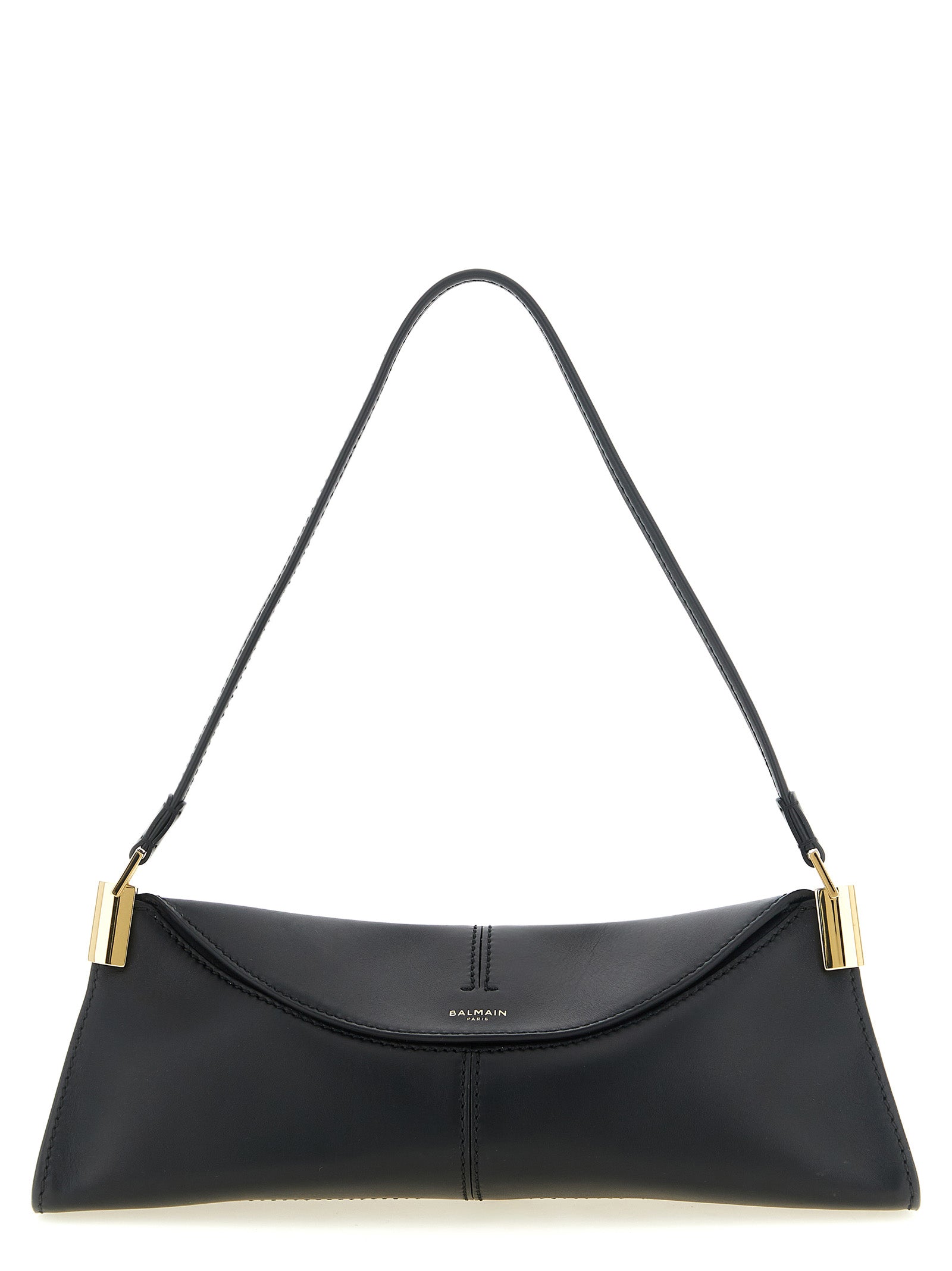Balmain Schwarze Kalbsleder-Schultertasche
