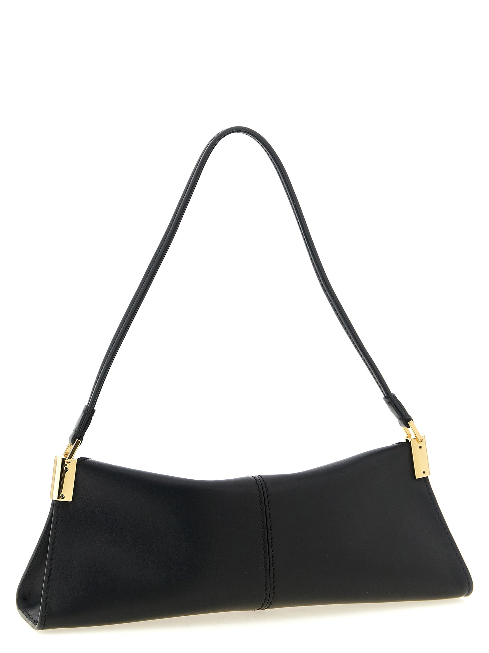 Balmain Schwarze Kalbsleder-Schultertasche