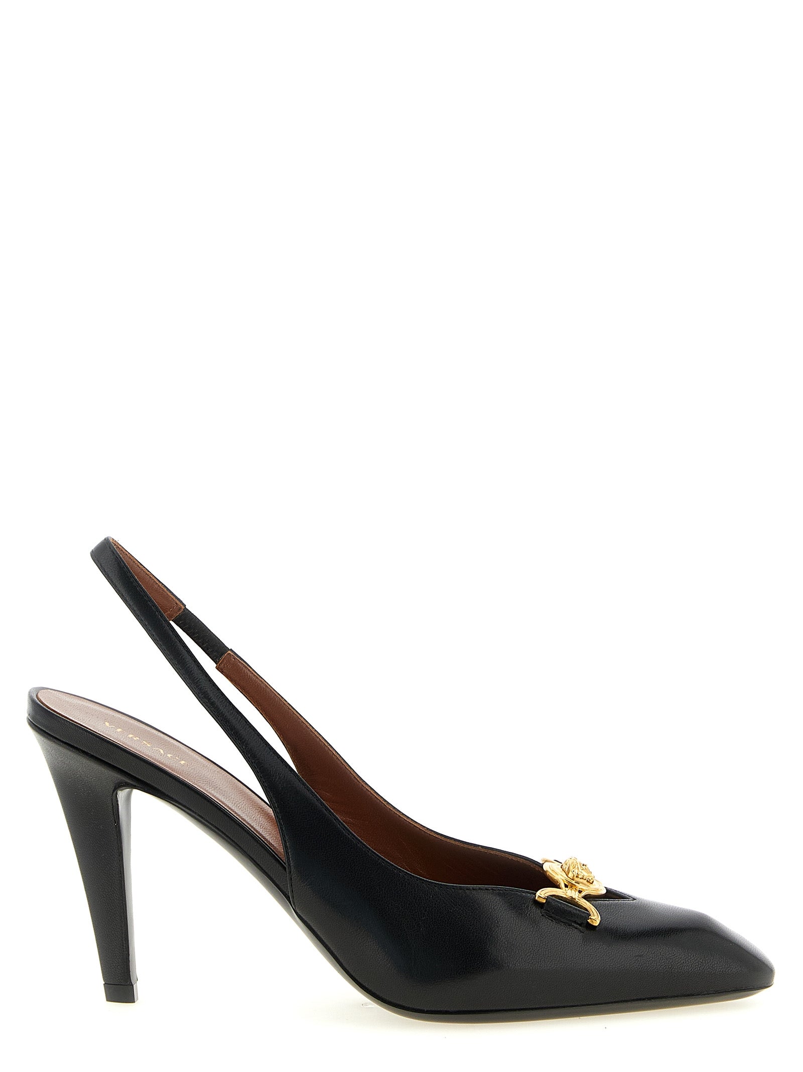 Versace Schwarze Pumps aus Lammleder mit hohem Absatz