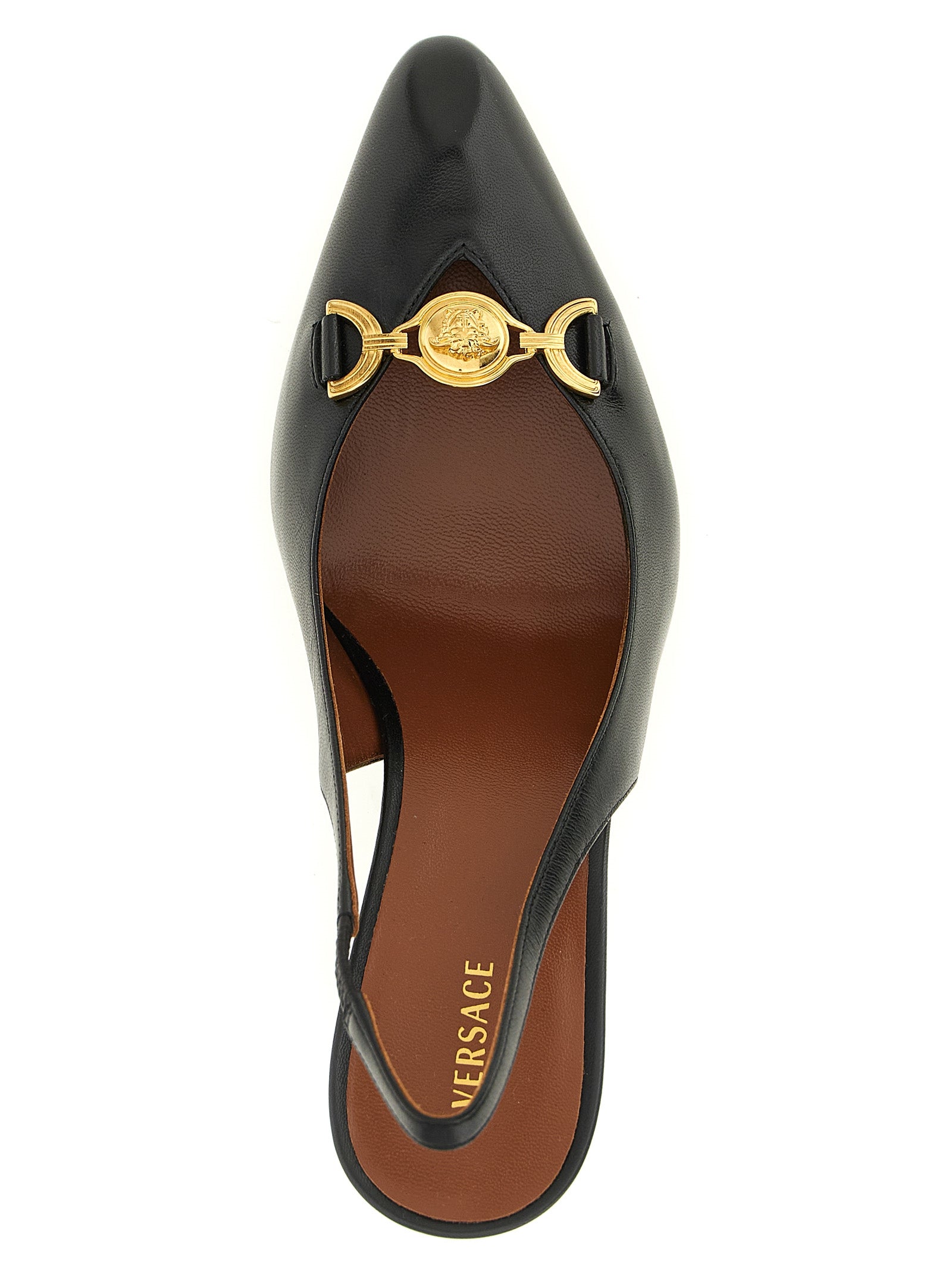 Versace Schwarze Pumps aus Lammleder mit hohem Absatz