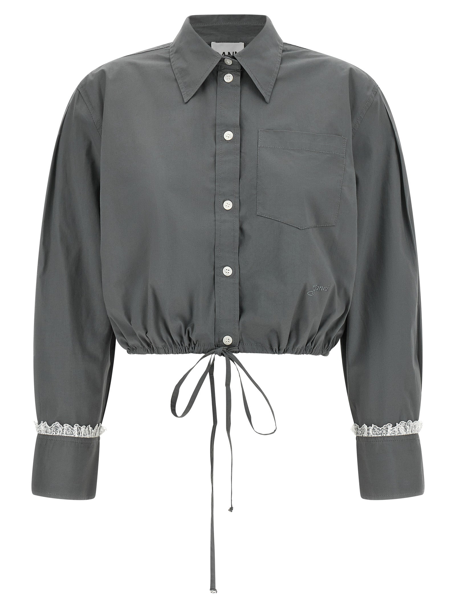 Ganni Graue Baumwollbluse