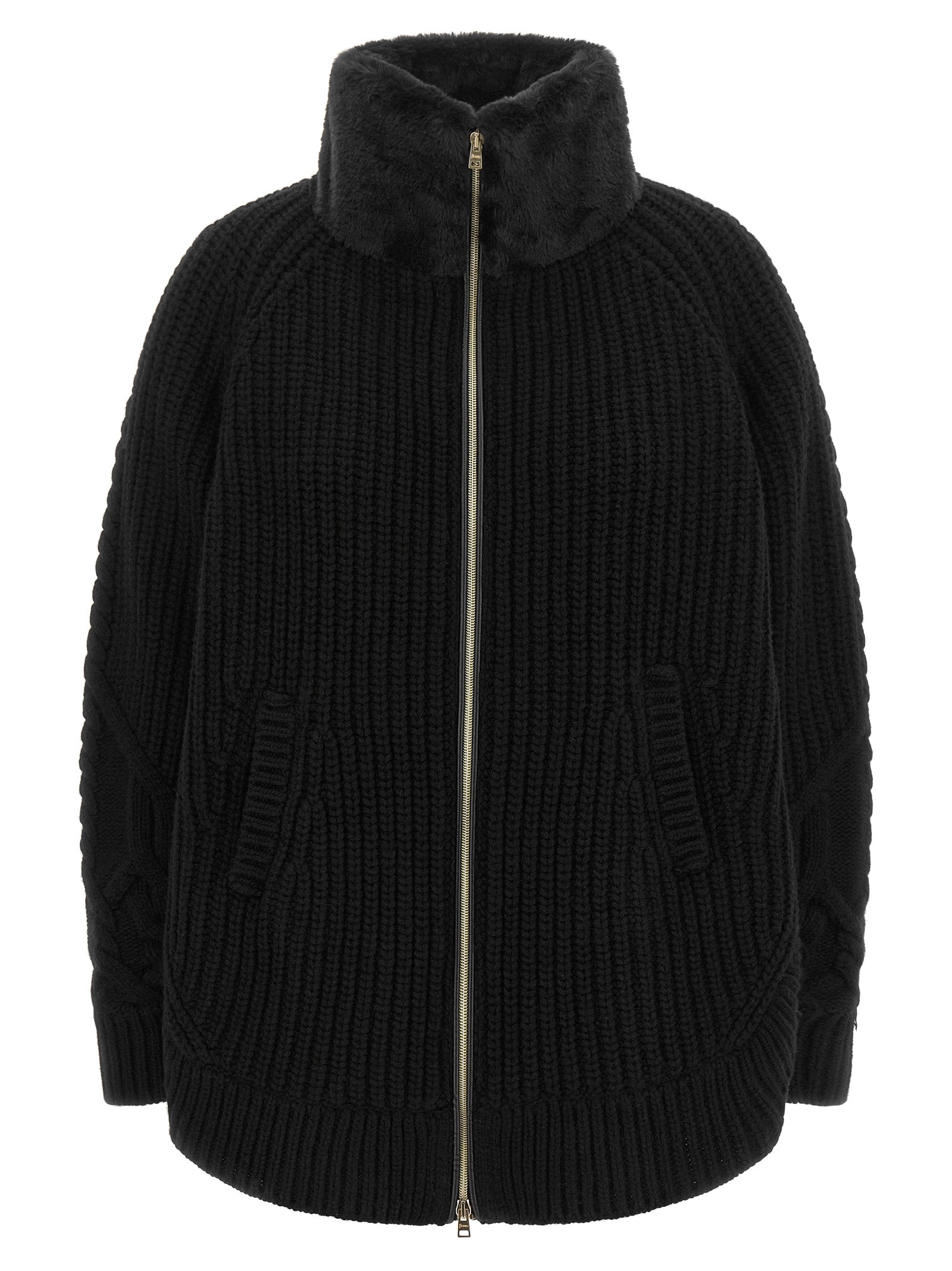 Herno Schwarzer Wollcardigan