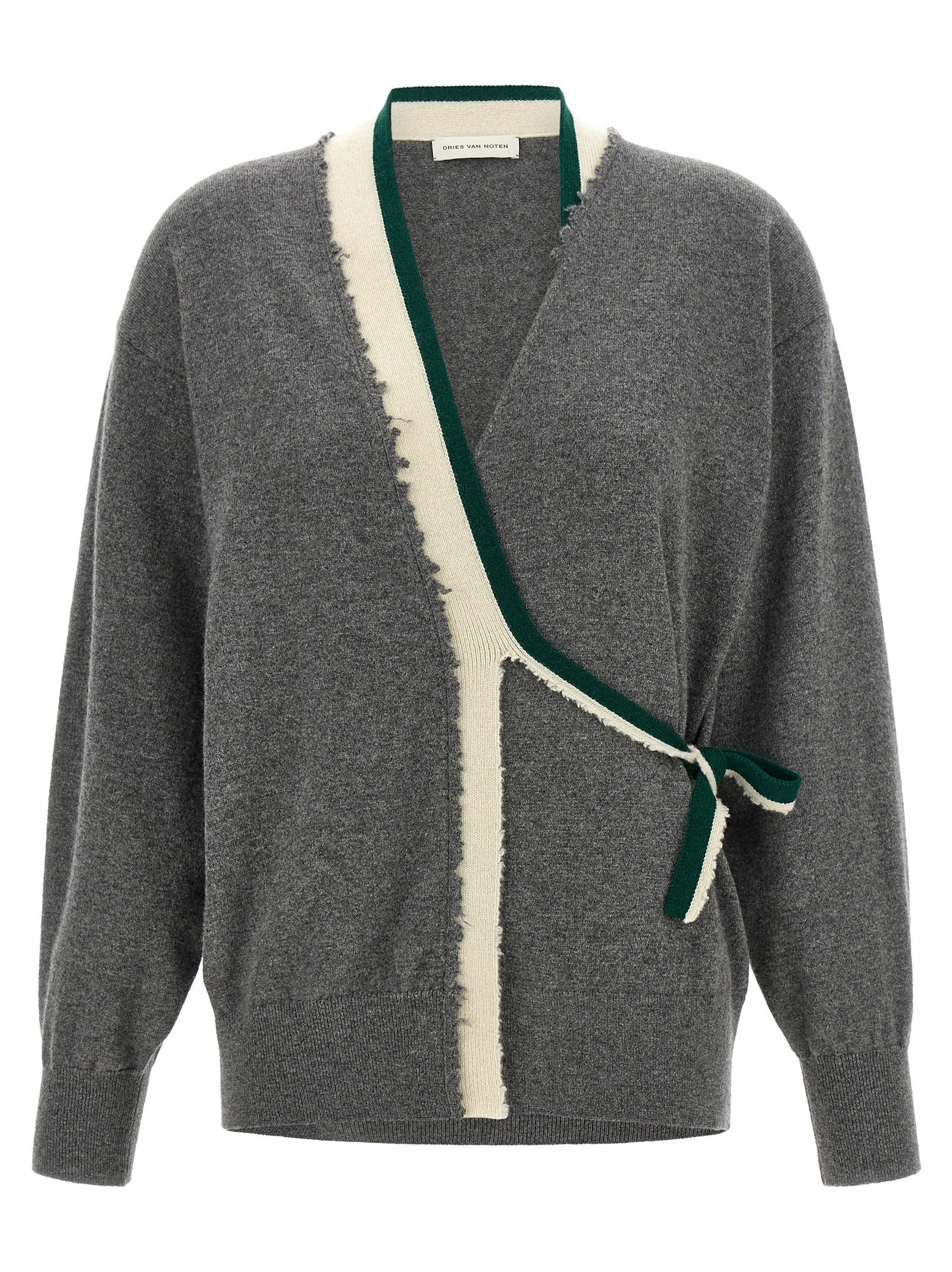 Dries Van Noten Grauer Kaschmir-Strickjacke