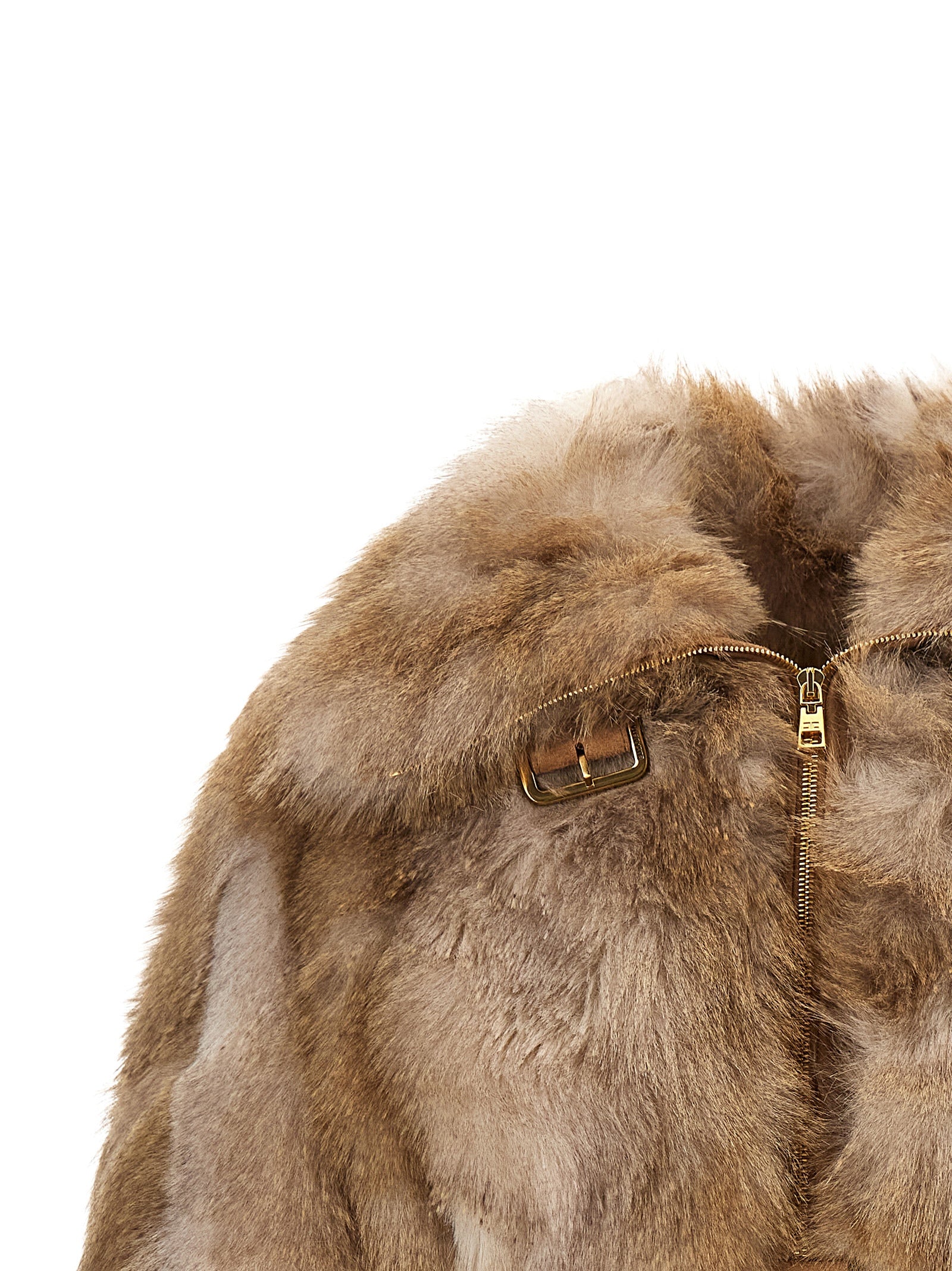 Elisabetta Franchi Braune Polyester-Jacke in voller Länge
