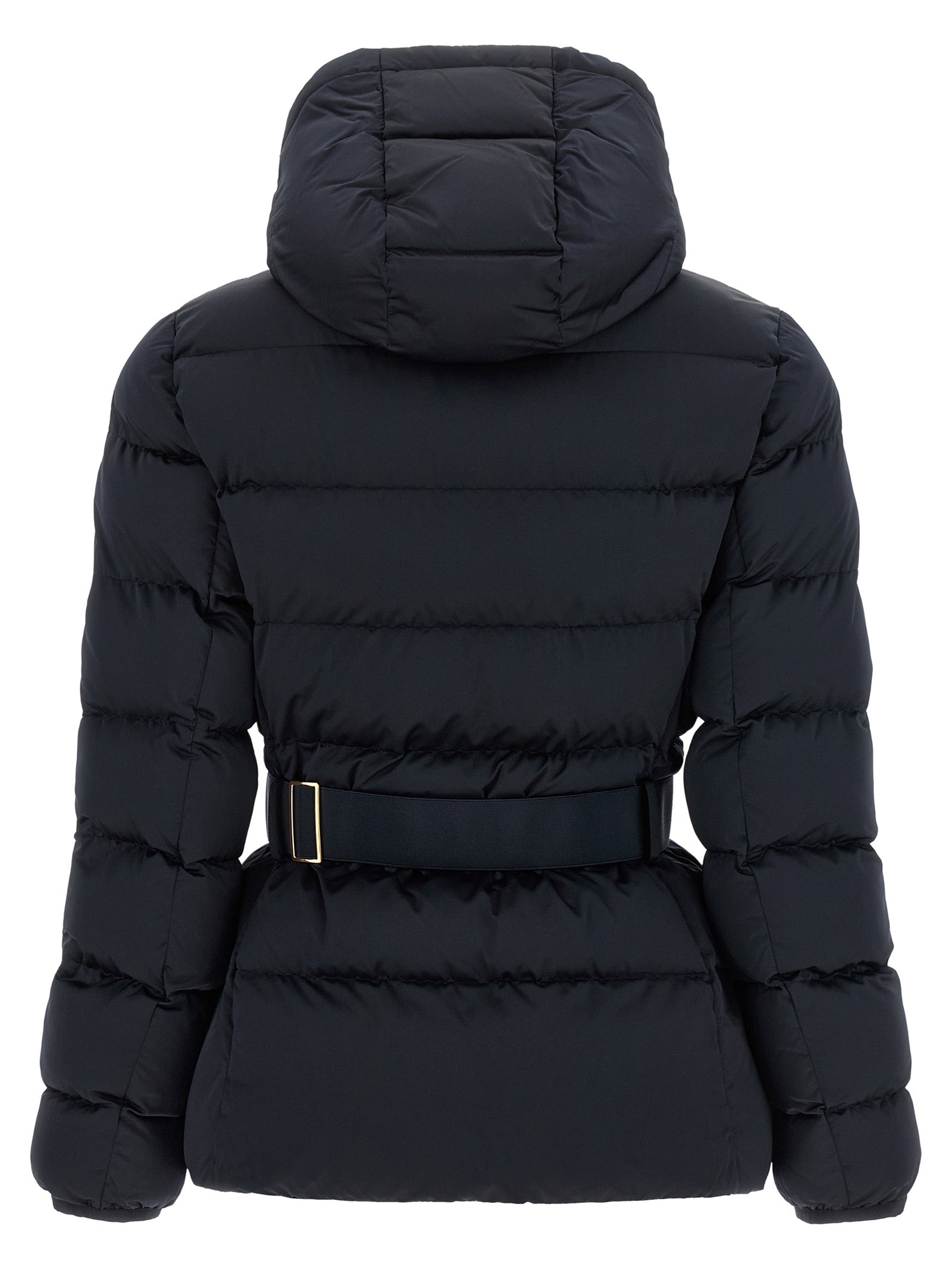 Elisabetta Franchi Schwarze Polyester-Jacke in voller Länge