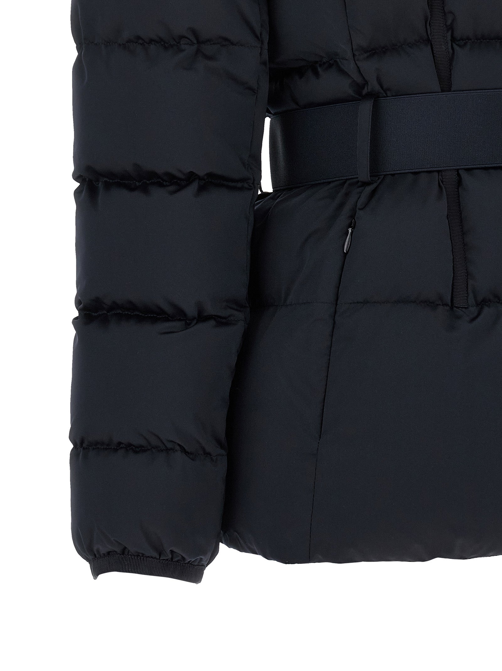 Elisabetta Franchi Schwarze Polyester-Jacke in voller Länge