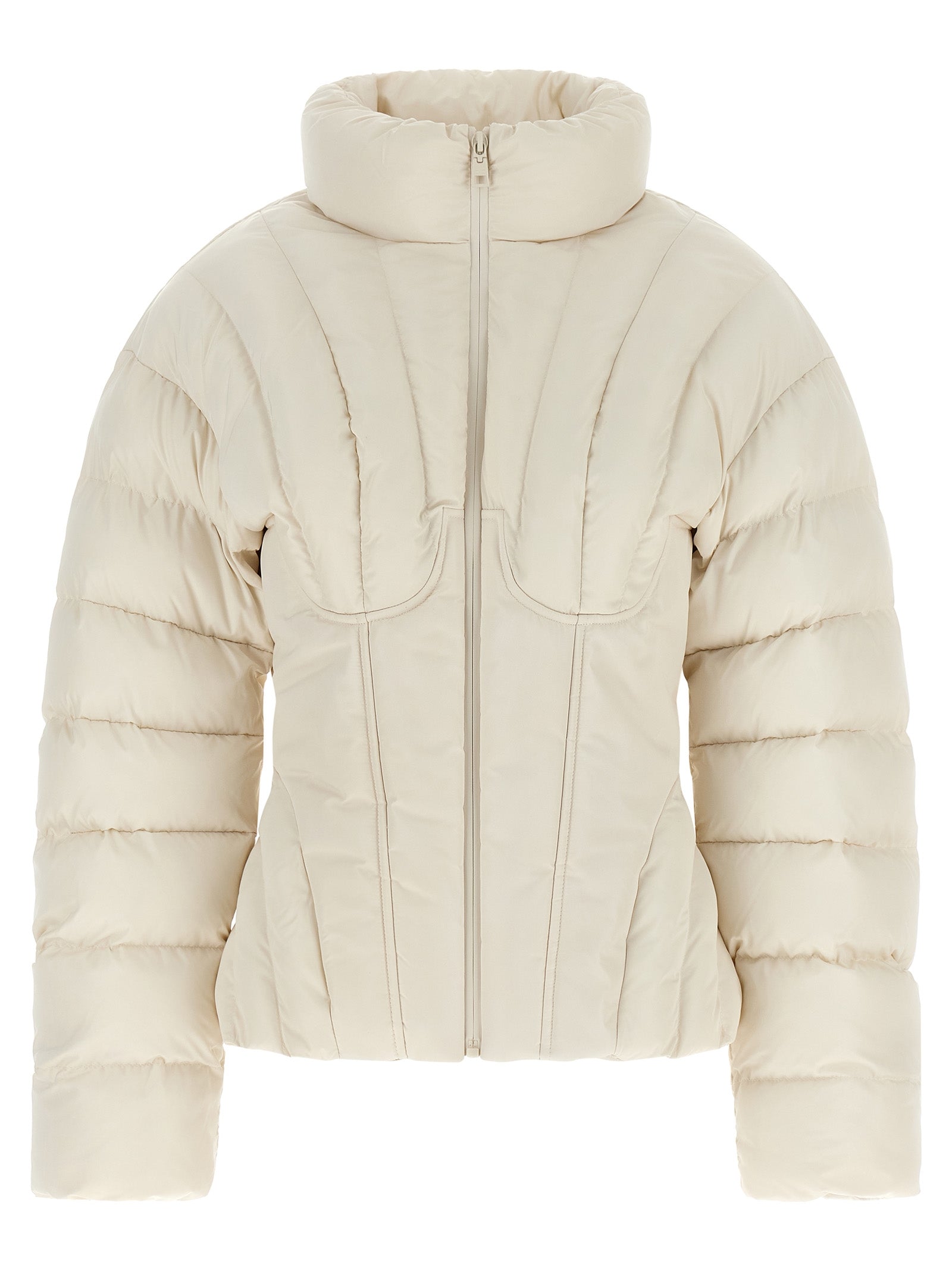 Elisabetta Franchi Weiße Polyester-Jacke in voller Länge