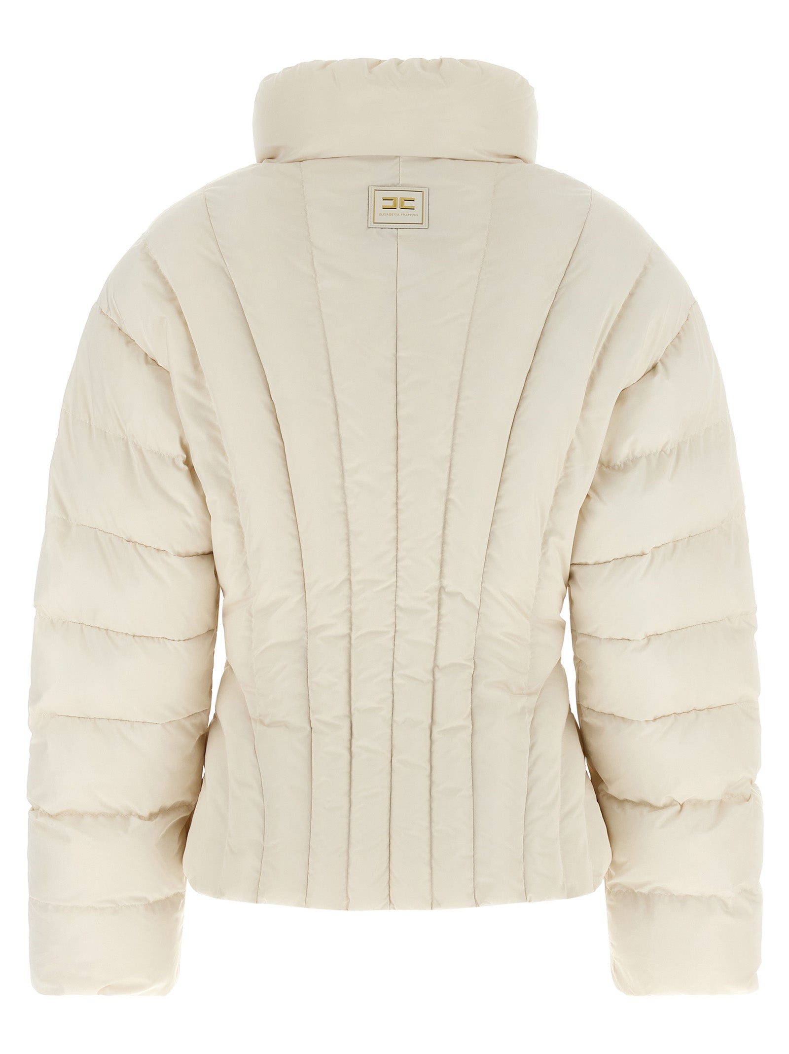 Elisabetta Franchi Weiße Polyester-Jacke in voller Länge