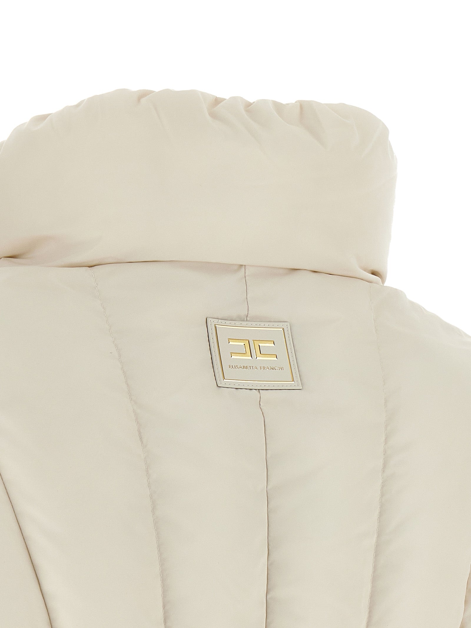 Elisabetta Franchi Weiße Polyester-Jacke in voller Länge