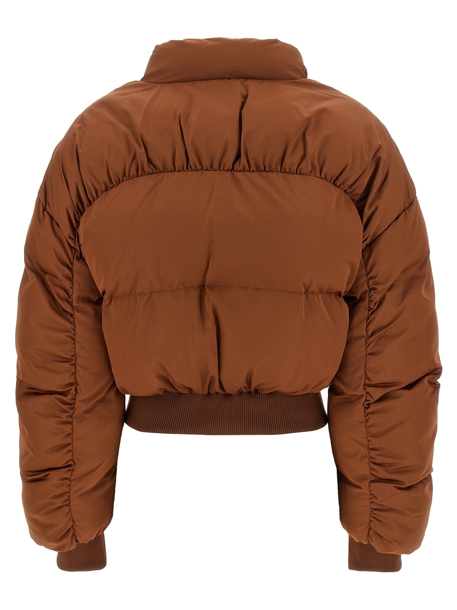 Elisabetta Franchi Braune Polyester-Jacke in voller Länge