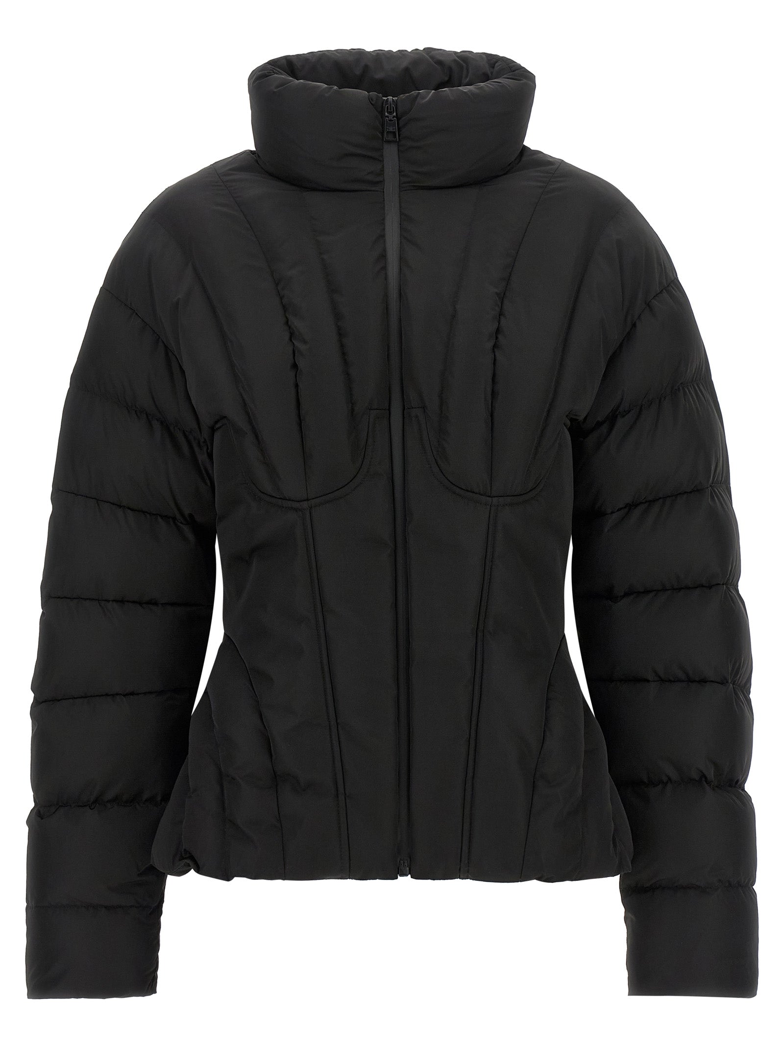 Elisabetta Franchi Schwarze Polyester-Jacke in voller Länge