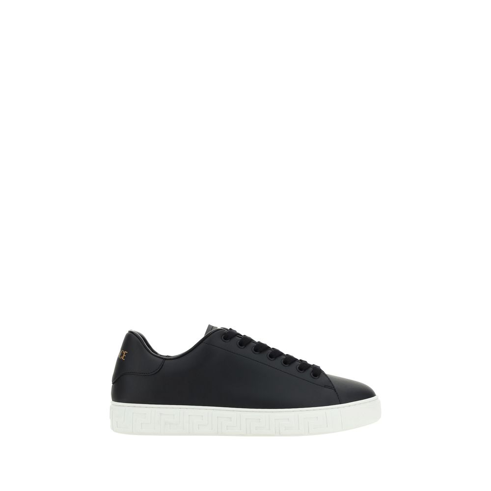 Versace Schwarze Bos Taurus Kalbsleder Low-Top-Sneaker