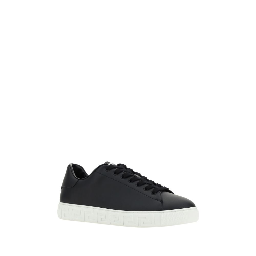 Versace Schwarze Bos Taurus Kalbsleder Low-Top-Sneaker