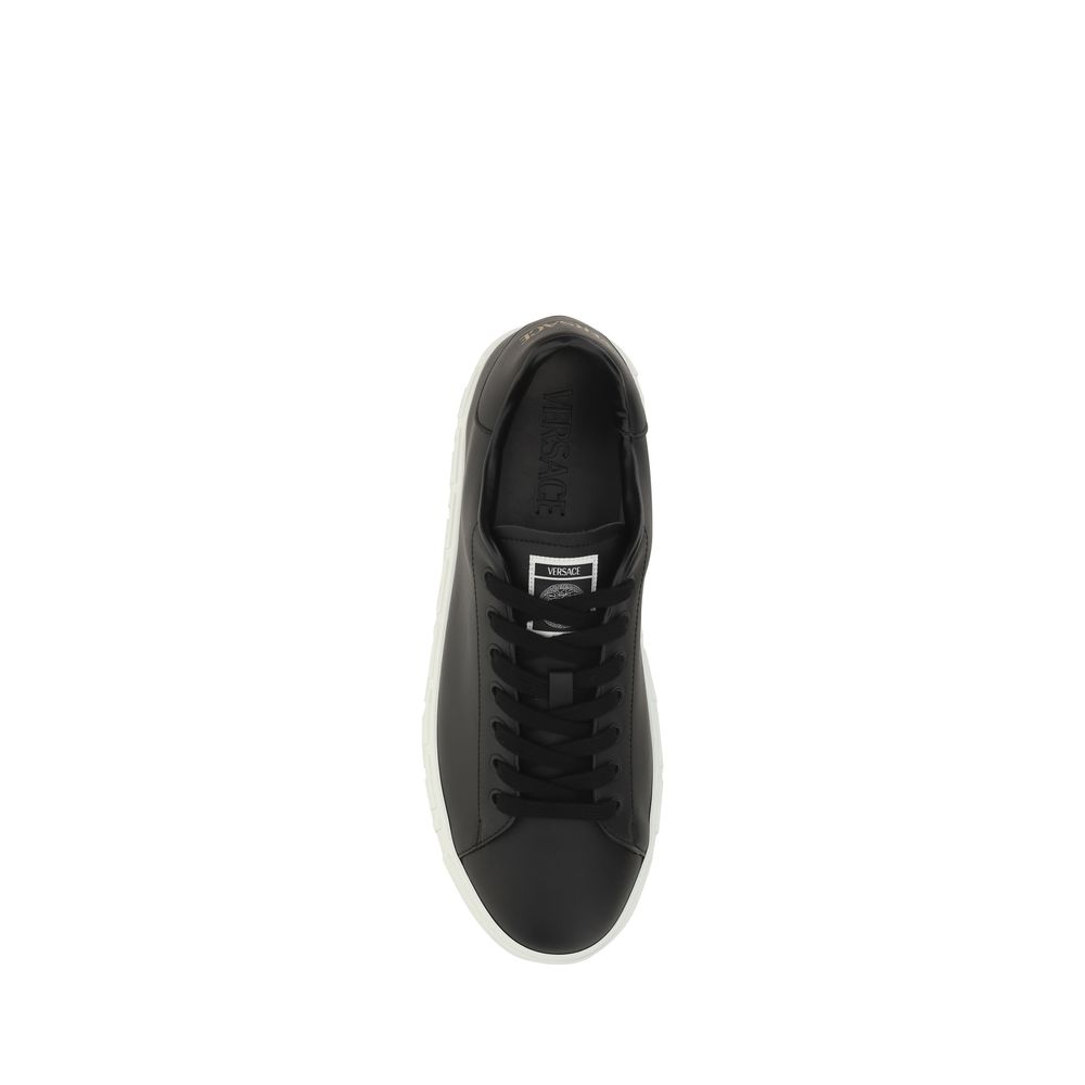 Versace Schwarze Bos Taurus Kalbsleder Low-Top-Sneaker