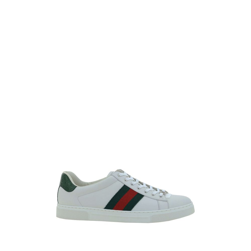 Gucci Weiße Low-Top-Sneaker aus Kalbsleder Bos Taurus