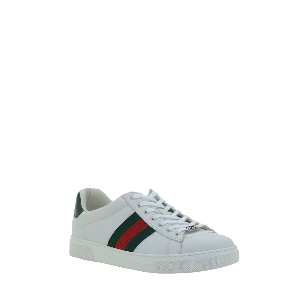 Gucci Weiße Low-Top-Sneaker aus Kalbsleder Bos Taurus