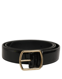 Dolce & Gabbana Schwarzer Lackleder-Gürtel mit goldener Metallschnalle