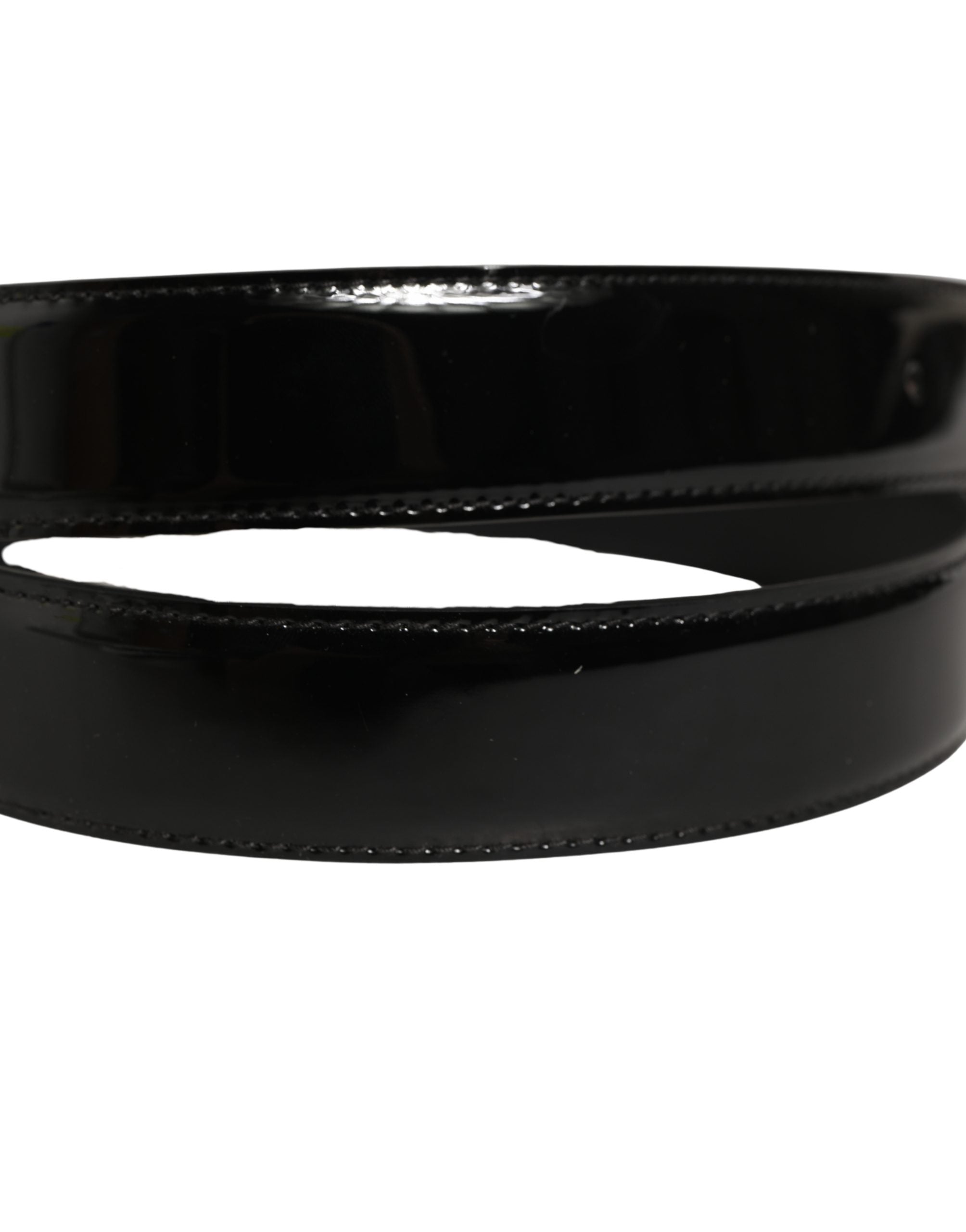 Dolce & Gabbana Schwarzer Lackleder-Gürtel mit goldener Metallschnalle