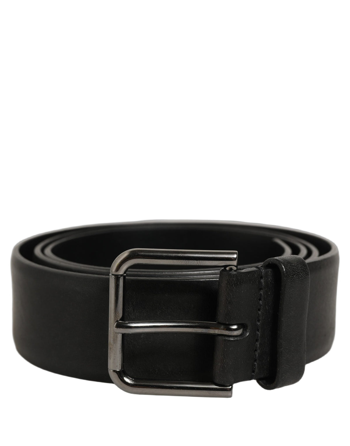 Dolce & Gabbana Schwarzer Kalbsleder Gürtel mit klassischer Silberschnalle