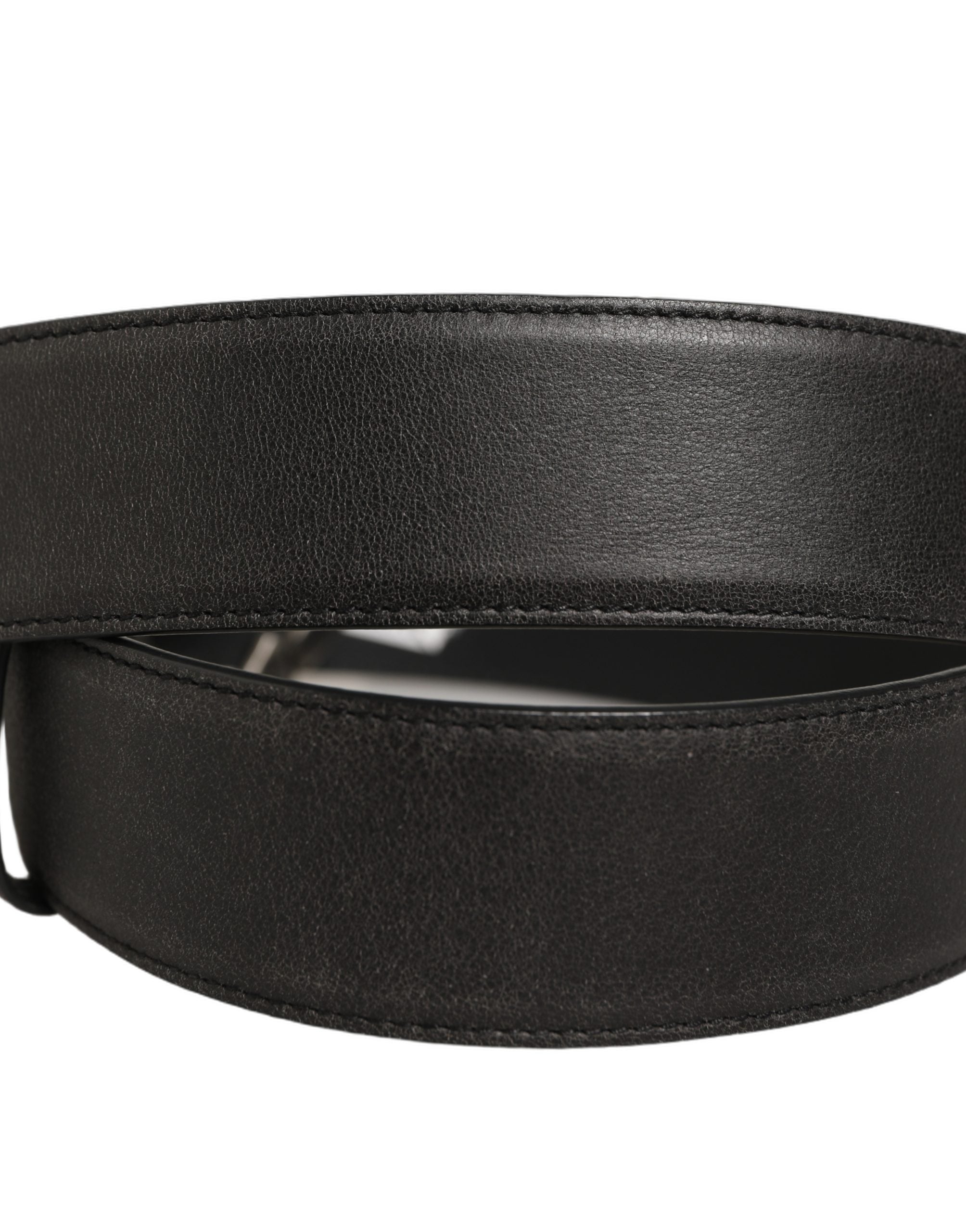 Dolce & Gabbana Schwarzer Ledergürtel mit Anker-Logo und Metallschnalle