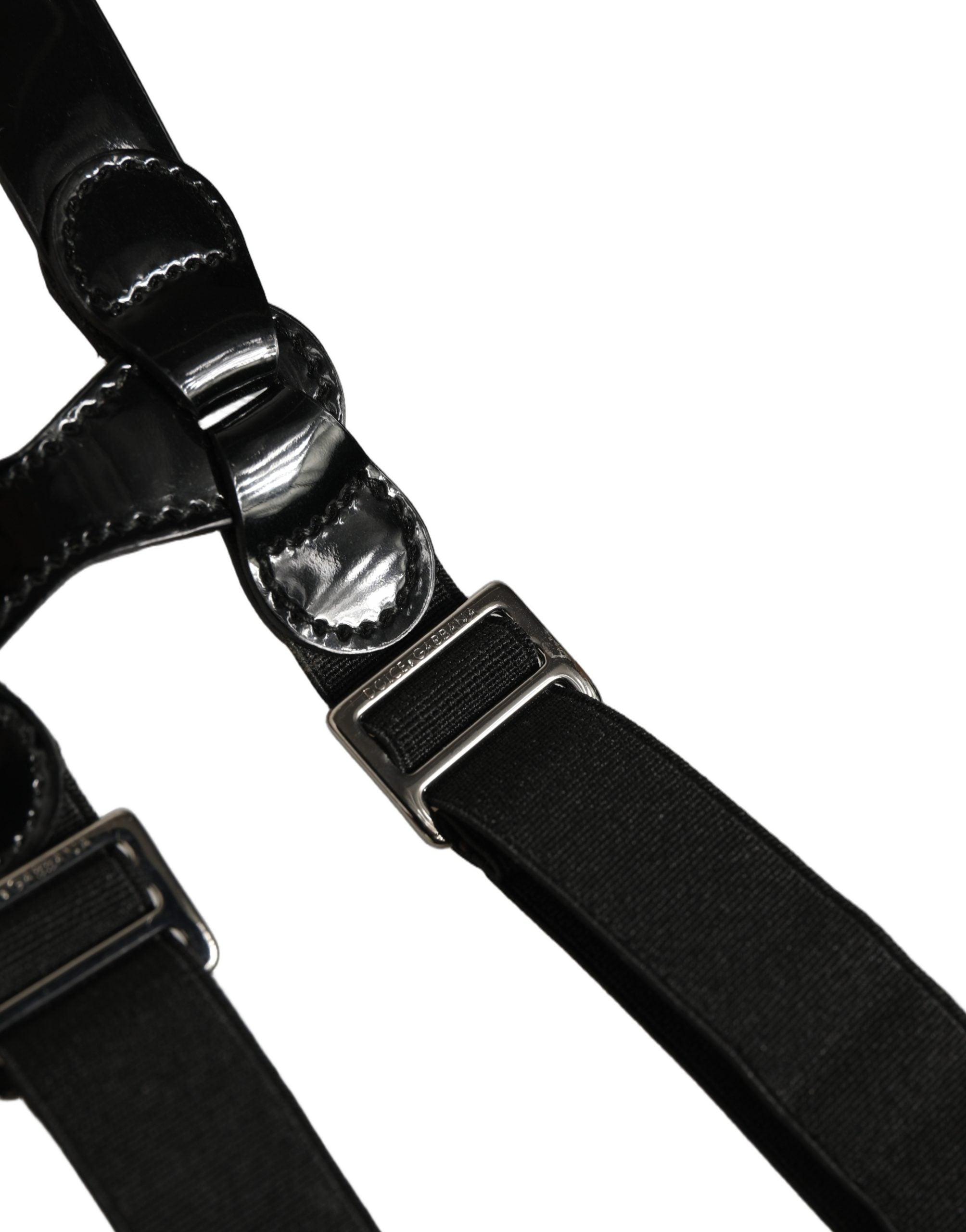 Dolce & Gabbana Schwarze verstellbare Hosenträger aus Metall mit silbernen Clips
