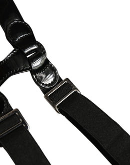 Dolce & Gabbana Schwarze verstellbare Hosenträger aus Metall mit silbernen Clips