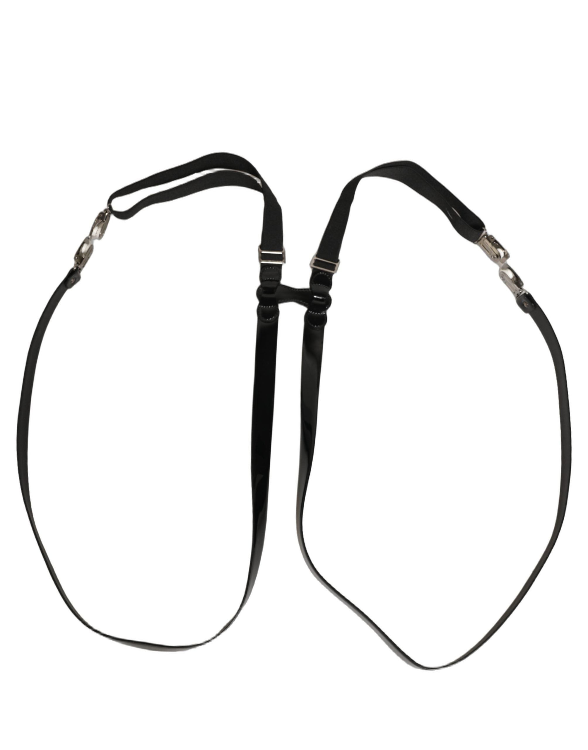 Dolce & Gabbana Schwarze verstellbare Hosenträger aus Metall mit silbernen Clips