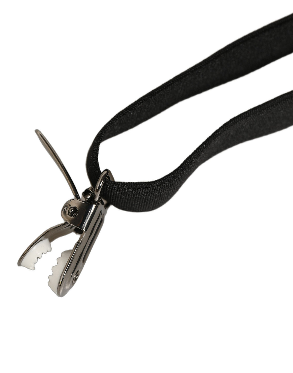Dolce & Gabbana Schwarze verstellbare Hosenträger aus Metall mit silbernen Clips