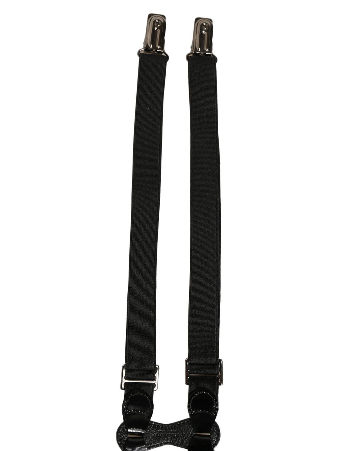 Dolce & Gabbana Schwarze verstellbare Hosenträger aus Metall mit silbernen Clips