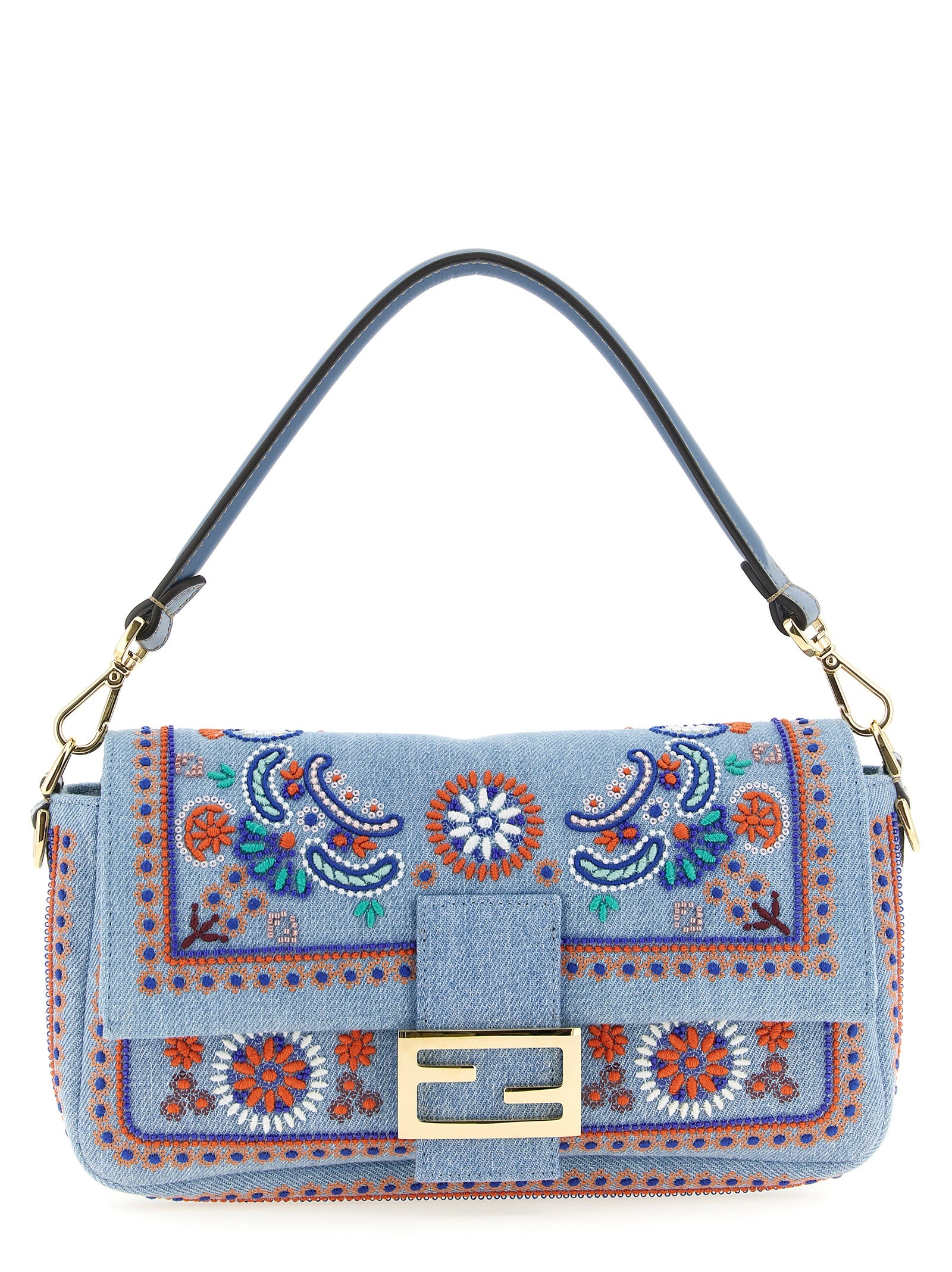 Fendi Blaue Baumwoll-Umhängetasche