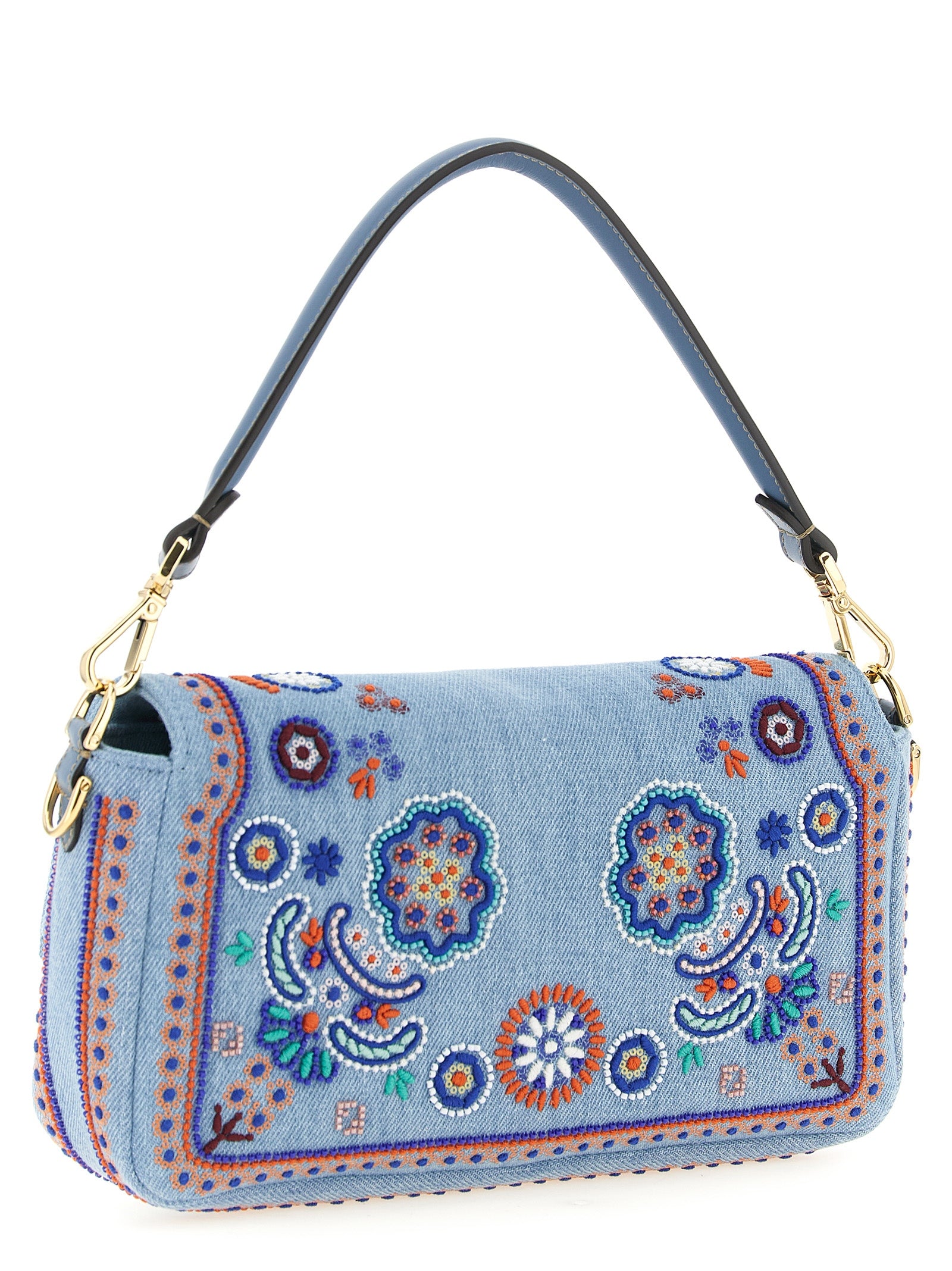 Fendi Blaue Baumwoll-Umhängetasche