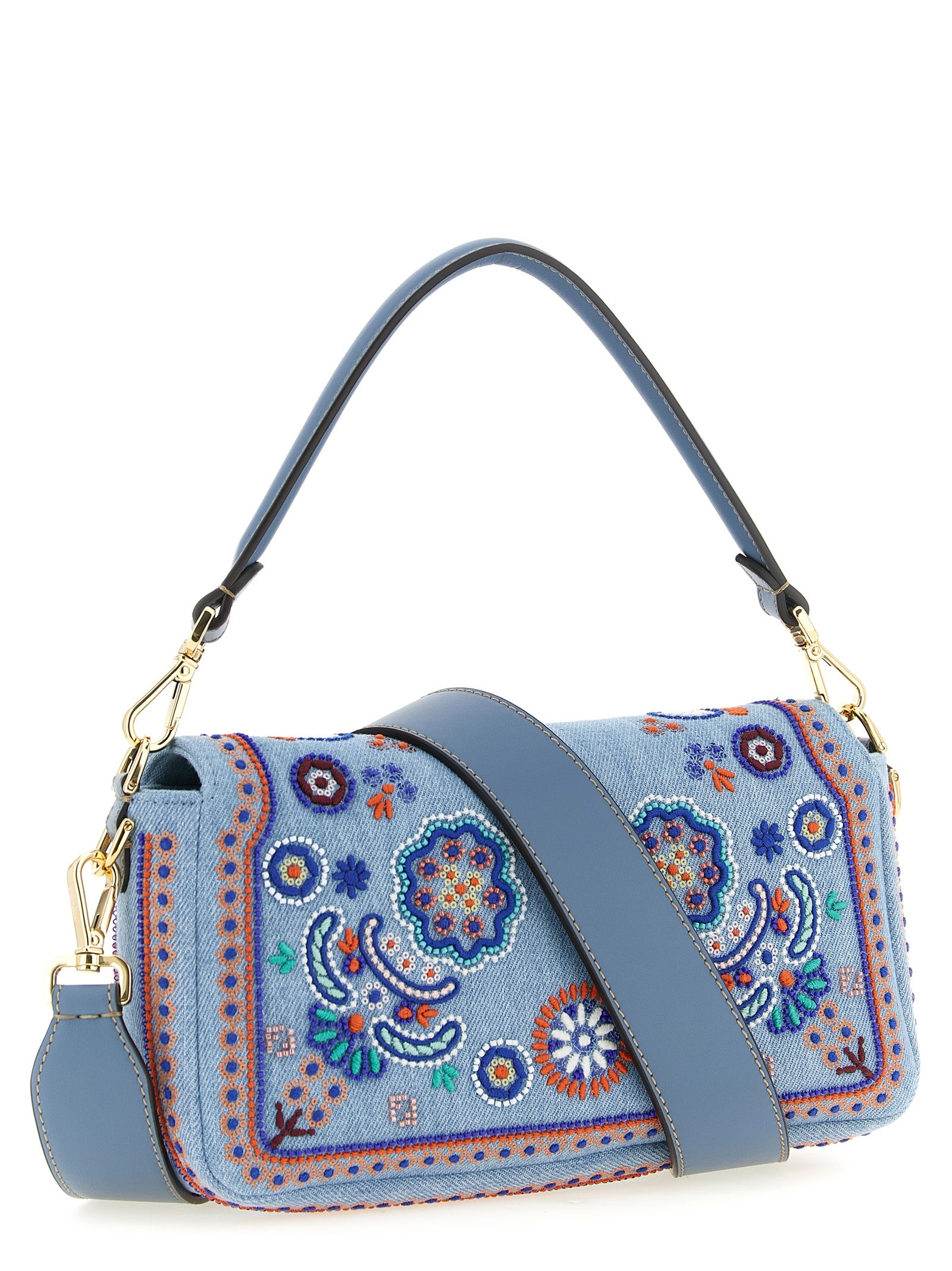Fendi Blaue Baumwoll-Umhängetasche
