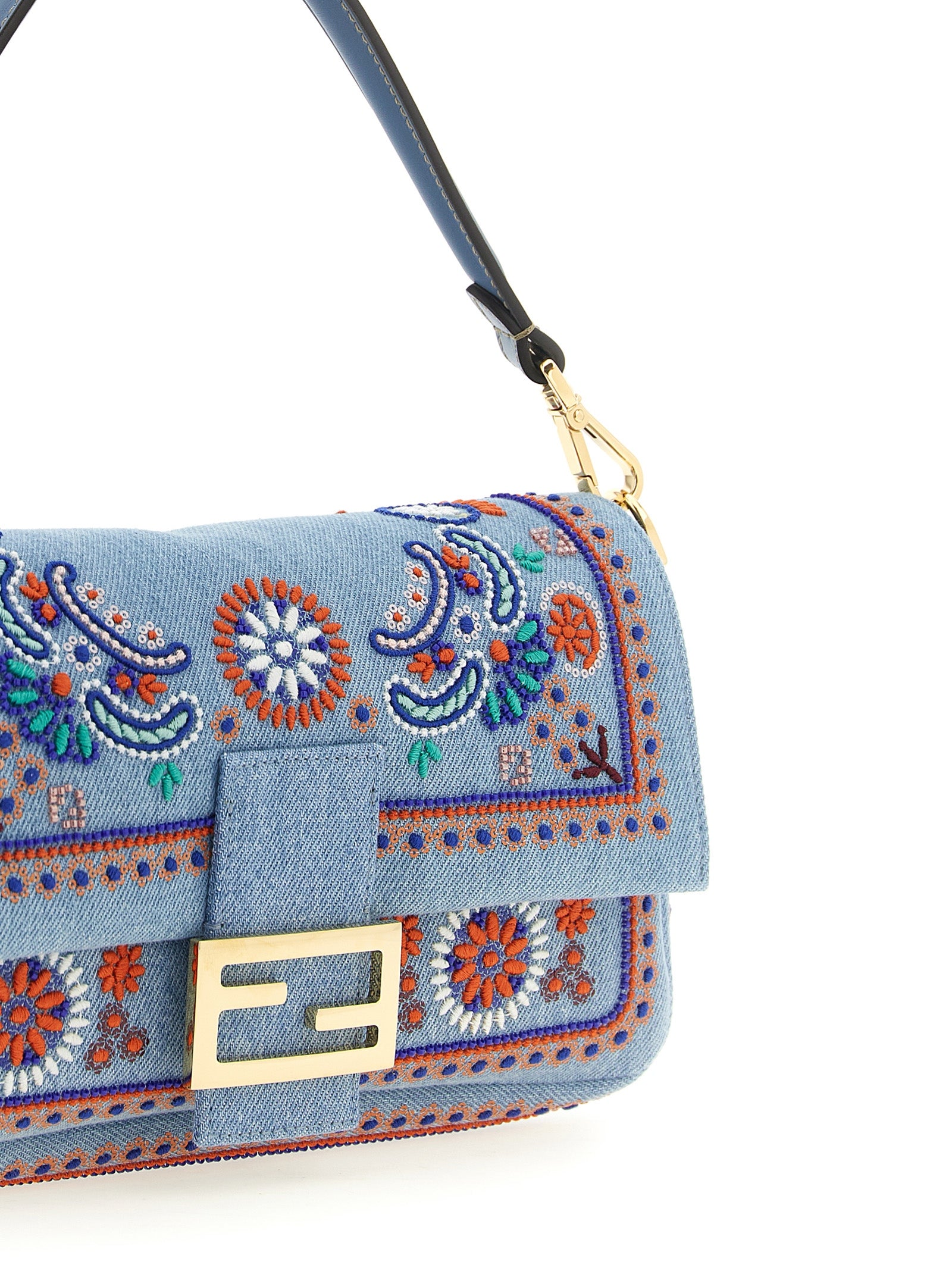 Fendi Blaue Baumwoll-Umhängetasche