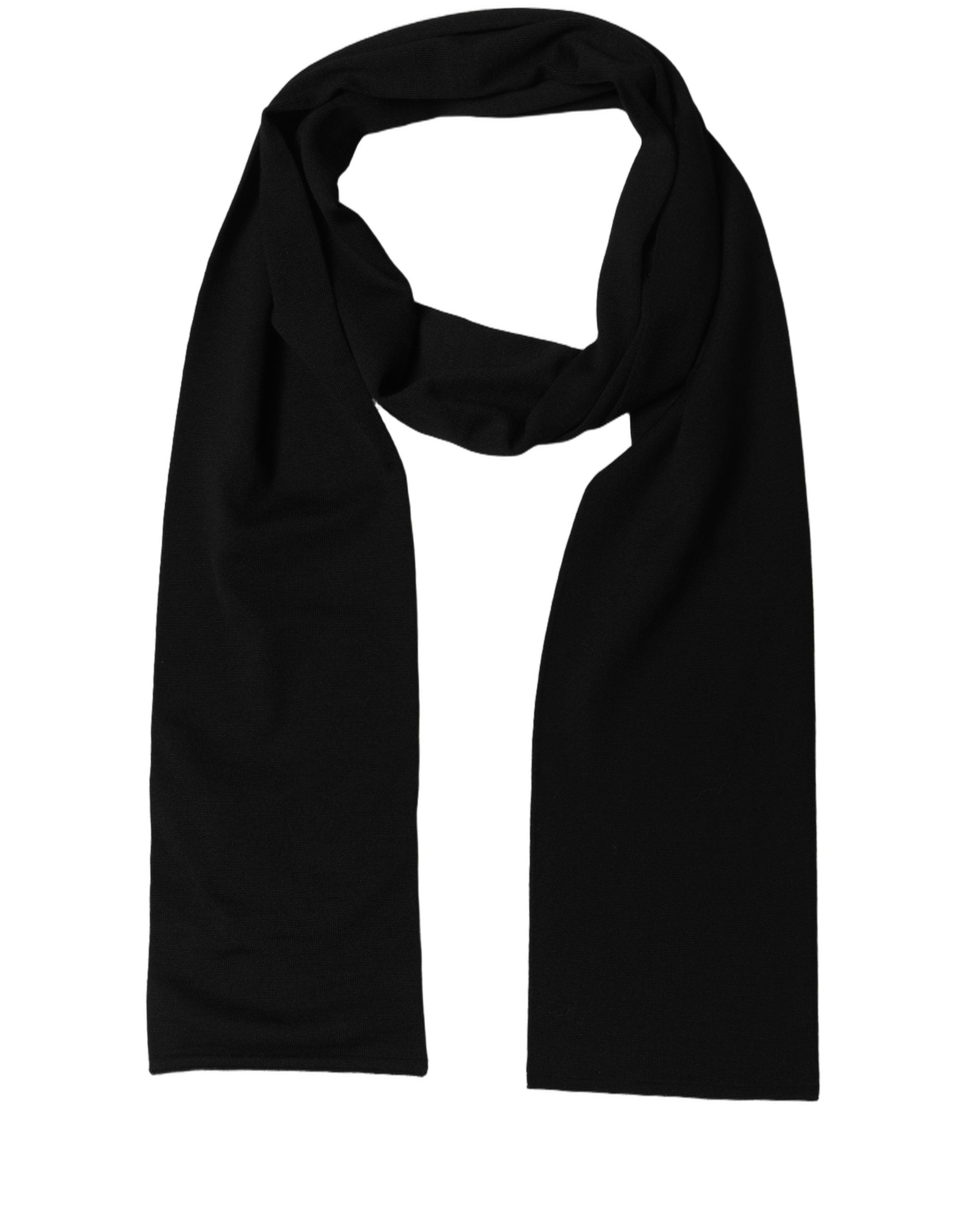 Dolce & Gabbana Schwarzer Wollschal Gestrickt Hals-Tuch Foulard Schal