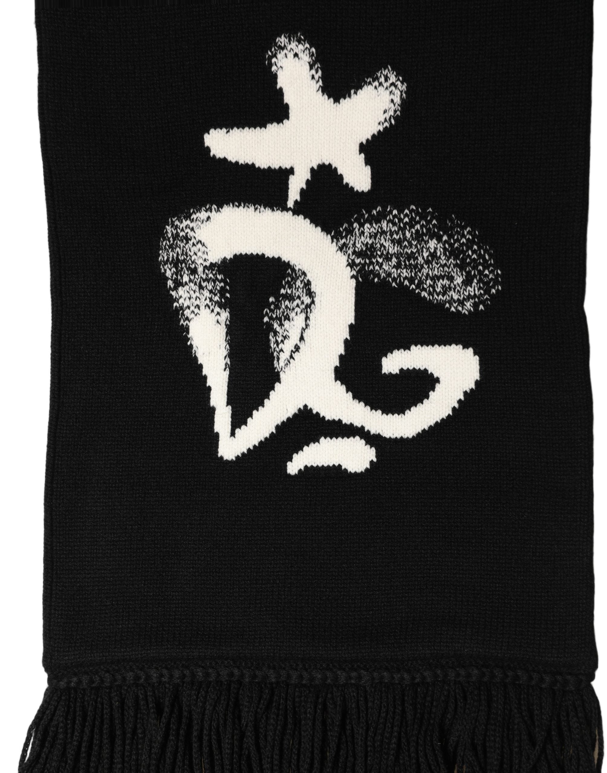 Dolce & Gabbana Schwarzer Foulard-Schal aus Kaschmirstrick mit Fransen