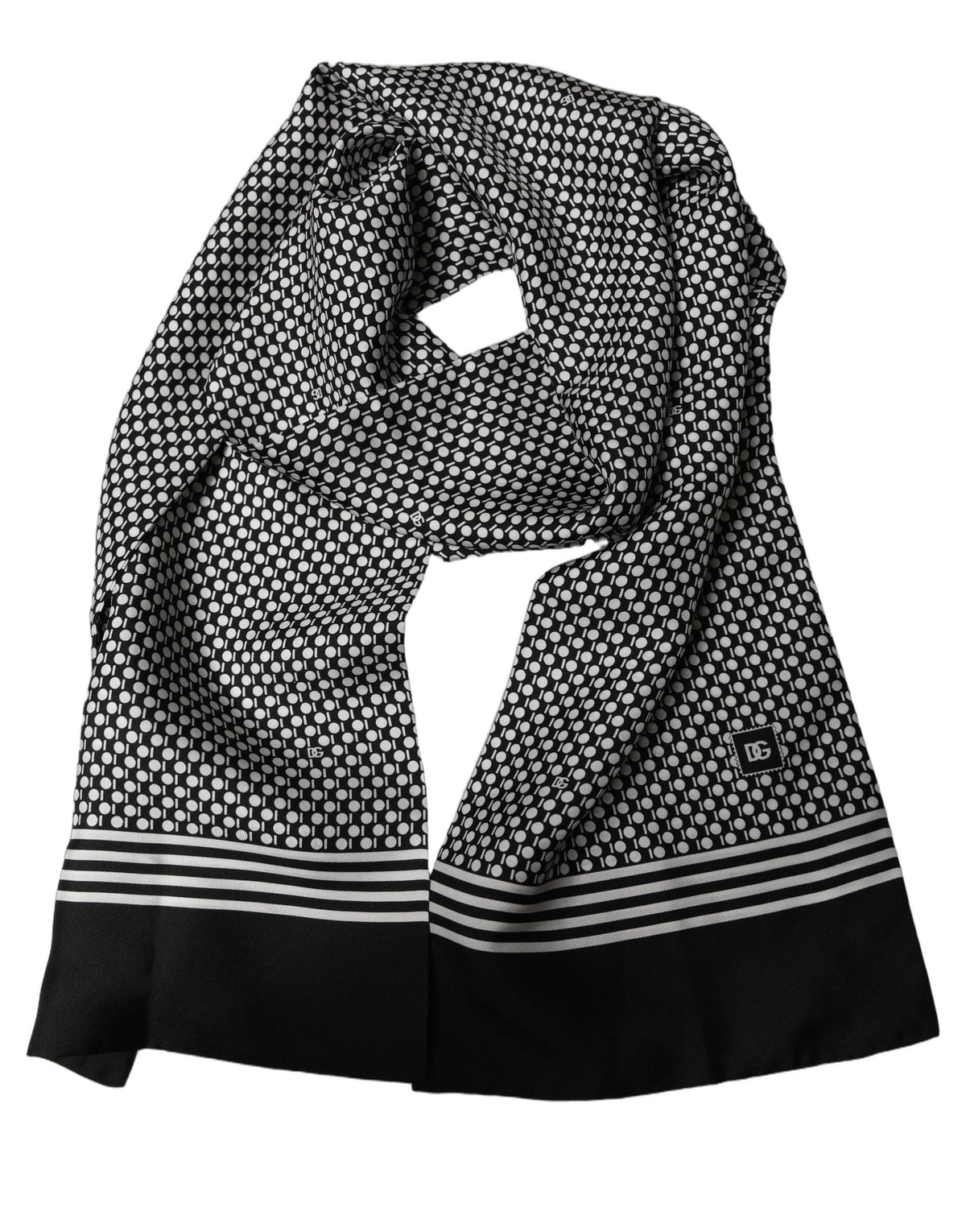 Dolce & Gabbana Seidenschal mit geometrischem Schwarz-Weiß-Muster