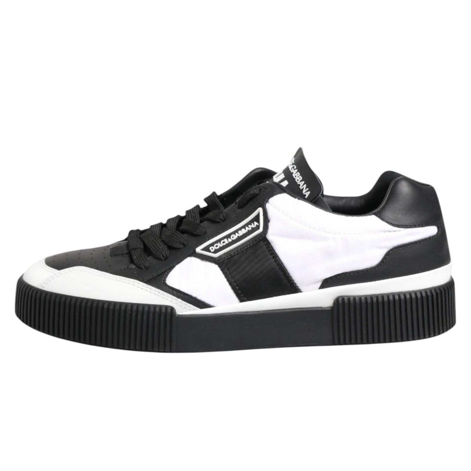 Dolce & Gabbana Schwarze und Weiße MIAMI Low Top Herren Sneaker Schuhe