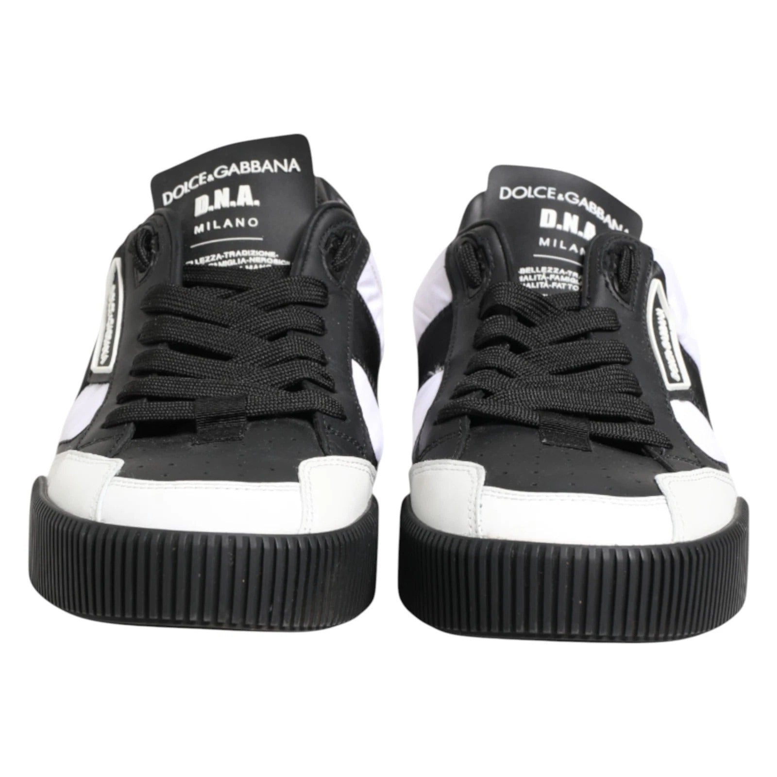 Dolce & Gabbana Schwarze und Weiße MIAMI Low Top Herren Sneaker Schuhe