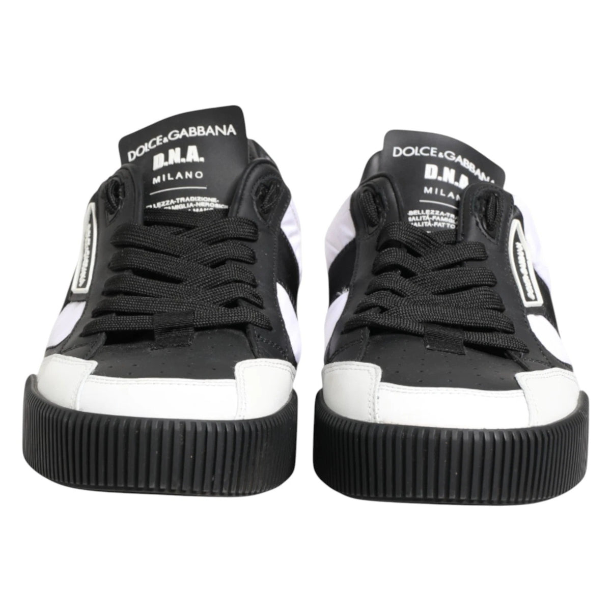 Dolce & Gabbana Schwarze und Weiße MIAMI Low Top Herren Sneaker Schuhe