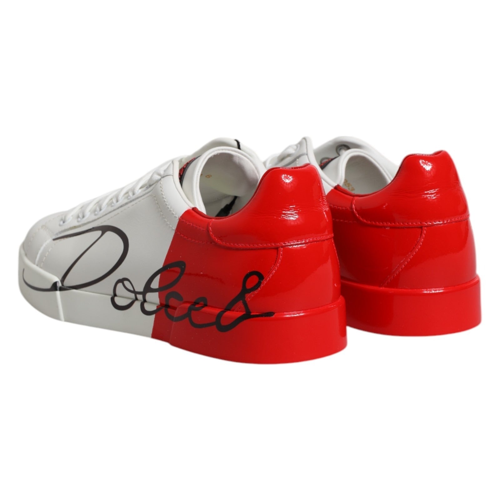 Dolce & Gabbana Weiße rote Leder Logo Portofino Sneaker