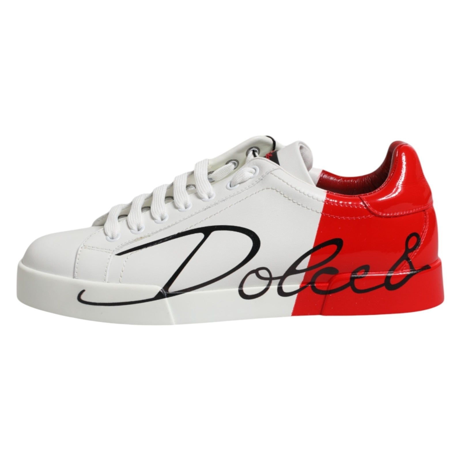 Dolce & Gabbana Weiße rote Leder Logo Portofino Sneaker