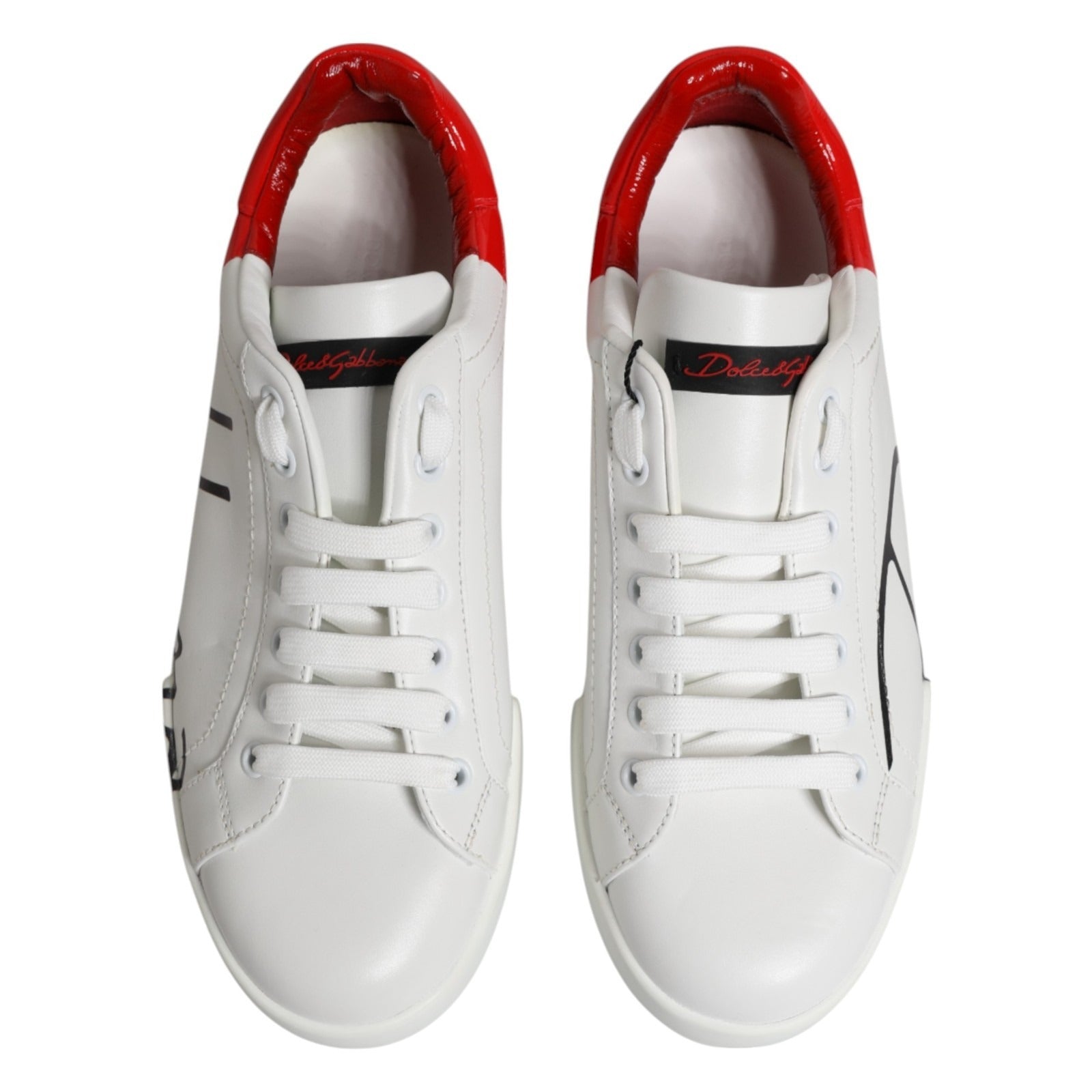 Dolce & Gabbana Weiße rote Leder Logo Portofino Sneaker