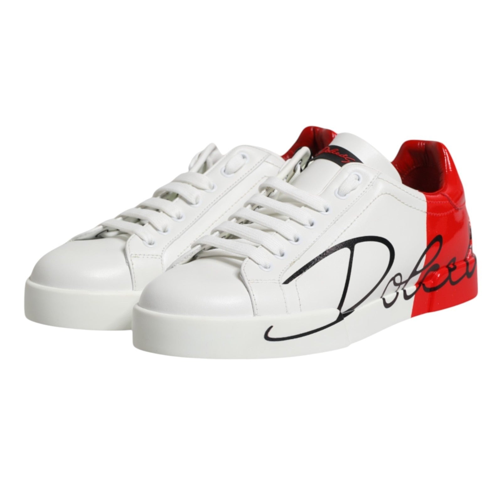 Dolce & Gabbana Weiße rote Leder Logo Portofino Sneaker