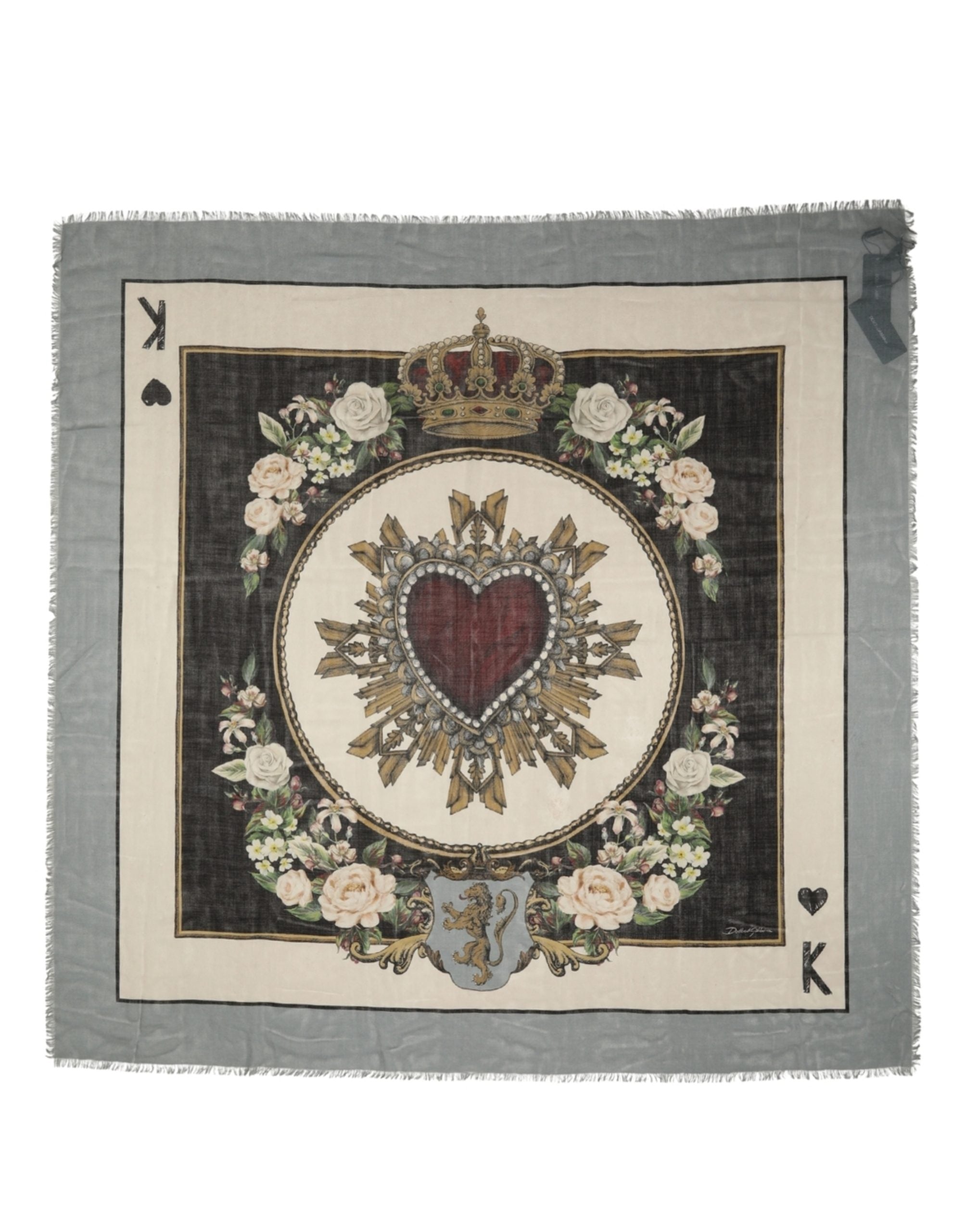 Dolce & Gabbana Herren Foulard Schal "King of Hearts" in Multicolor