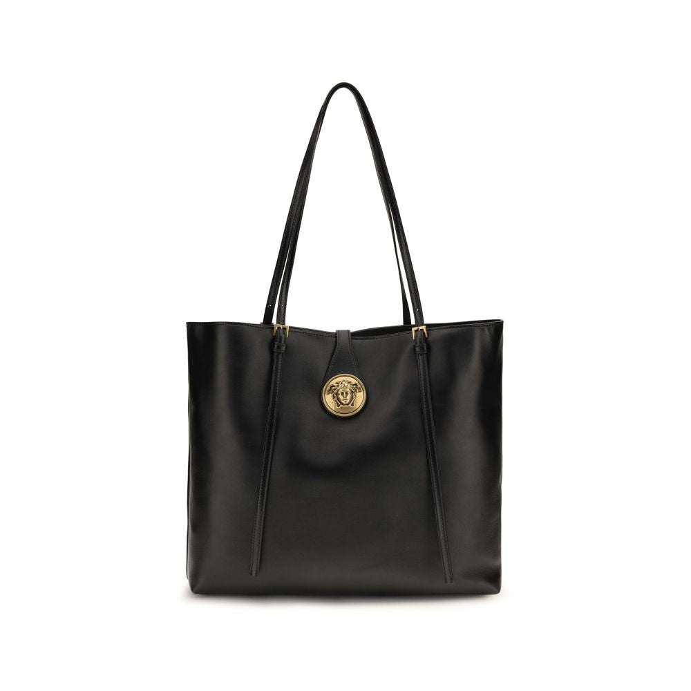Versace Schwarze Lammleder Schultertasche Ovis Aries