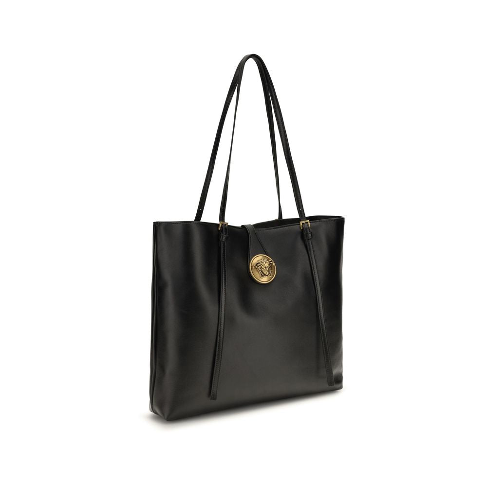 Versace Schwarze Lammleder Schultertasche Ovis Aries