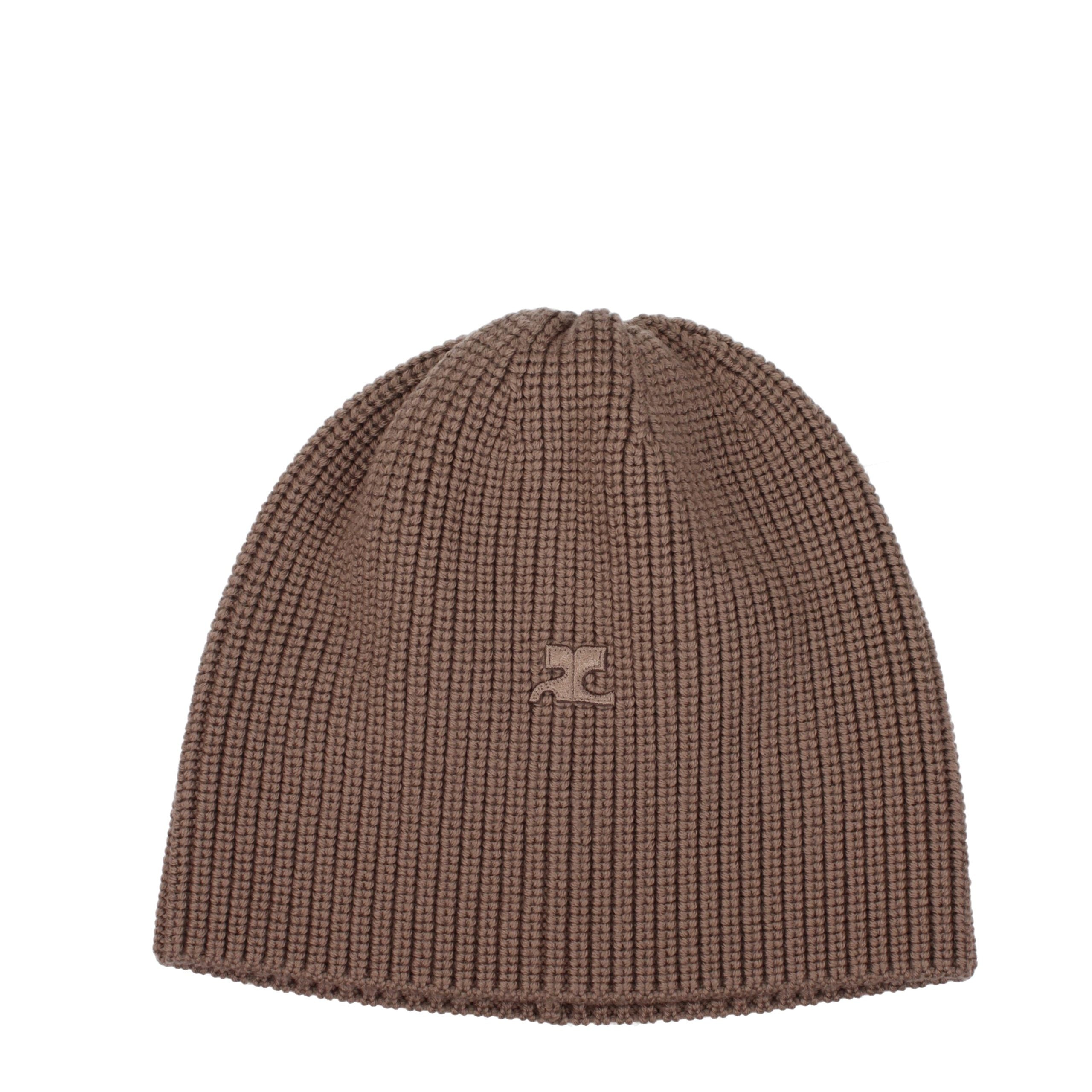 Courrèges Braune Wollmütze