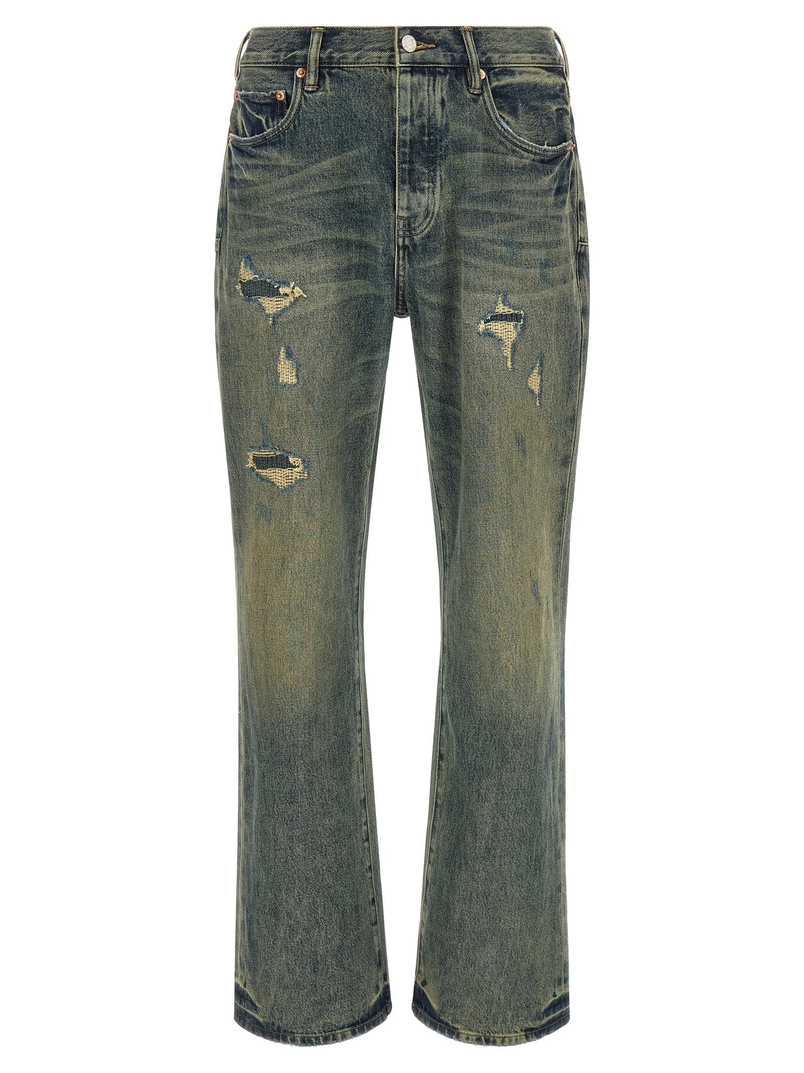 PURPLE Blaue Bootcut-Jeans aus Baumwolle