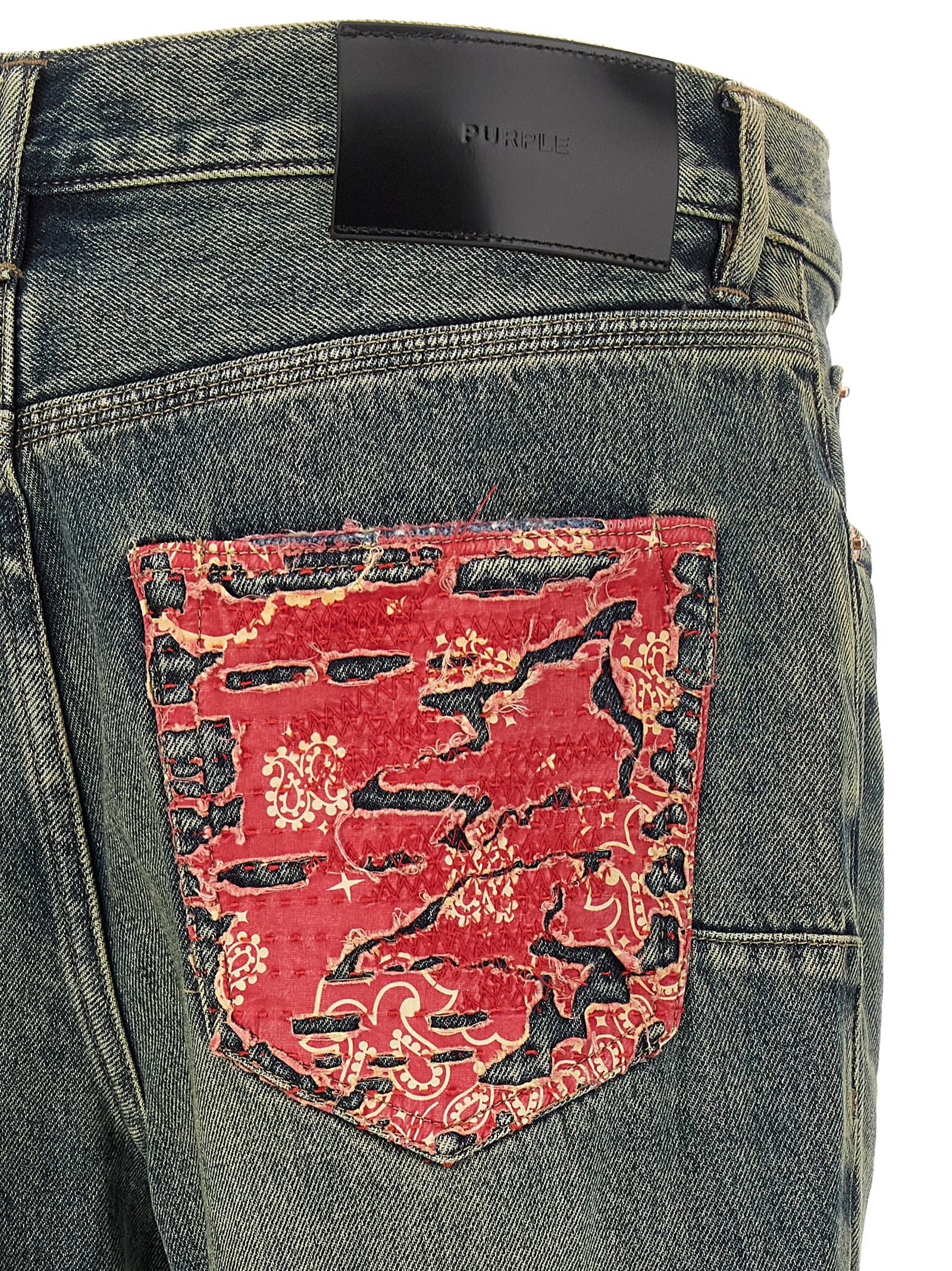 PURPLE Blaue Bootcut-Jeans aus Baumwolle